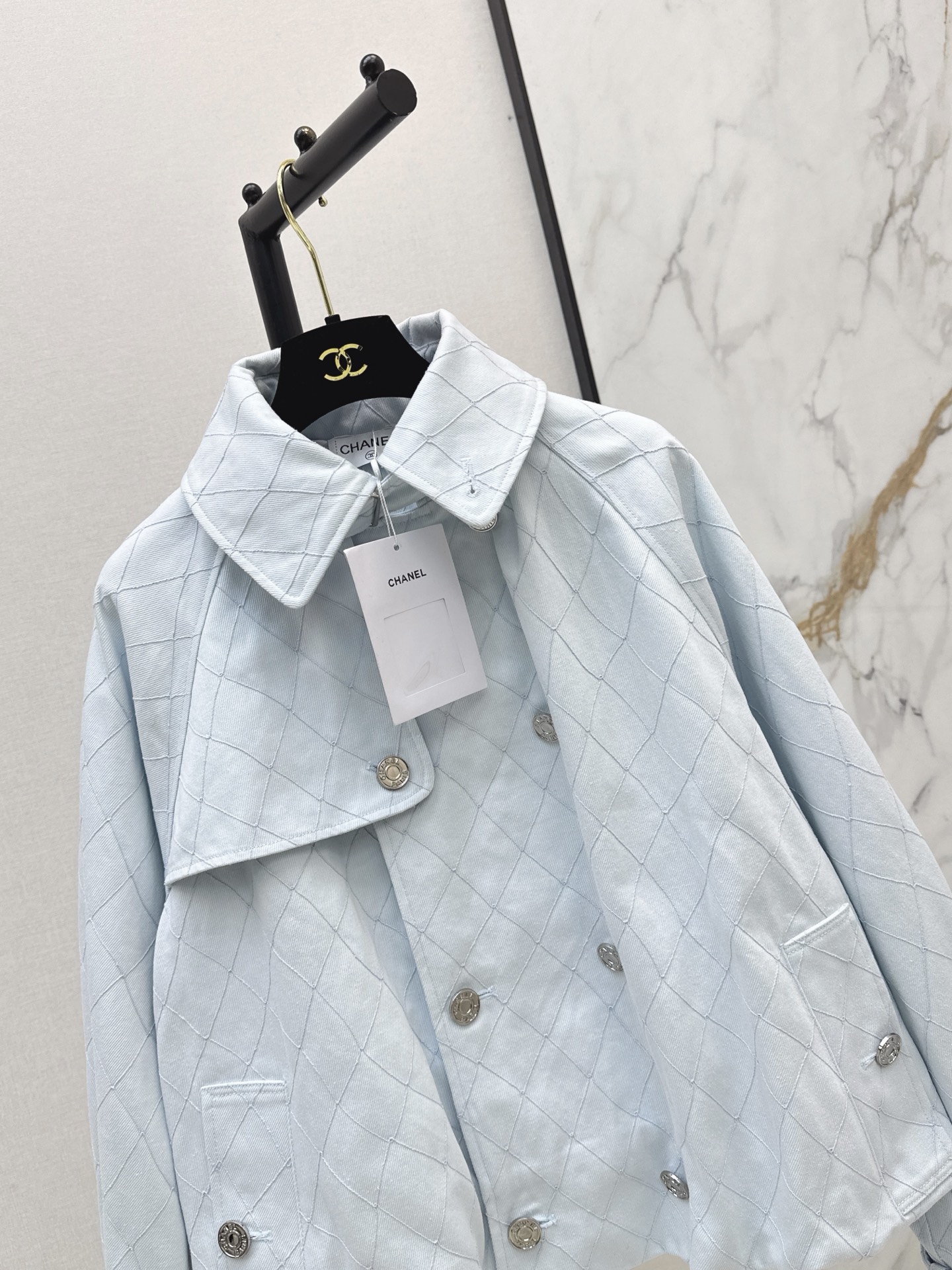 Chan 26fw cropped denim trench coats
