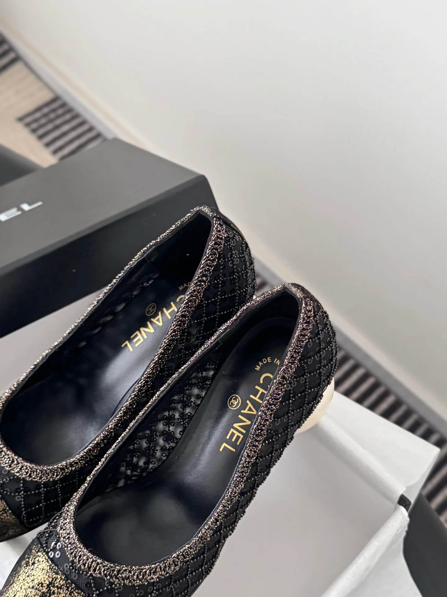 Chan 26ss pearl mary jane chunky heel