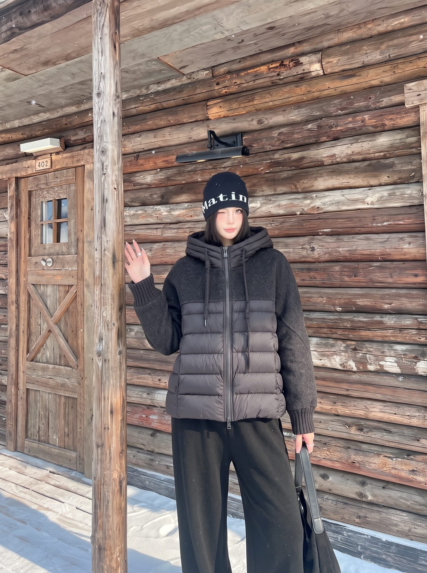 Max 26fw knit contract down jacket