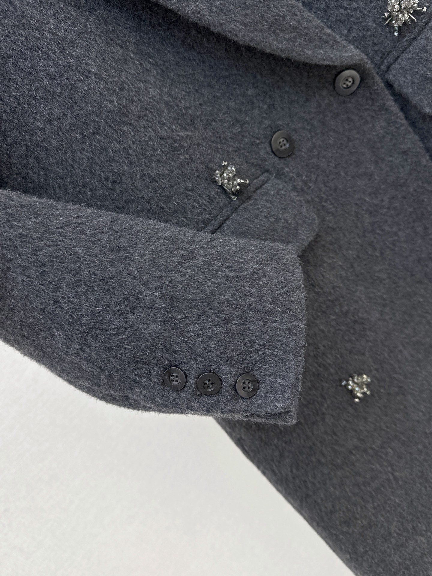 Miu 26fw rhinestone woolen overcoast