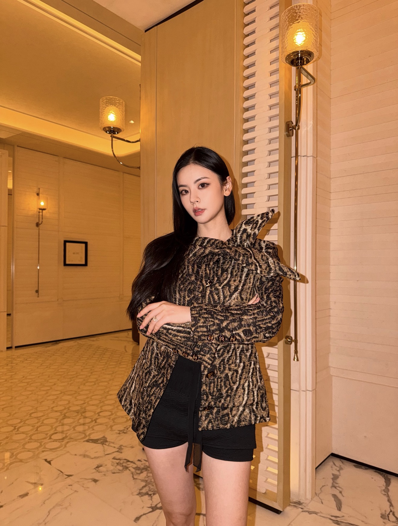 Chan 26fw leapard jacquard woven jacket