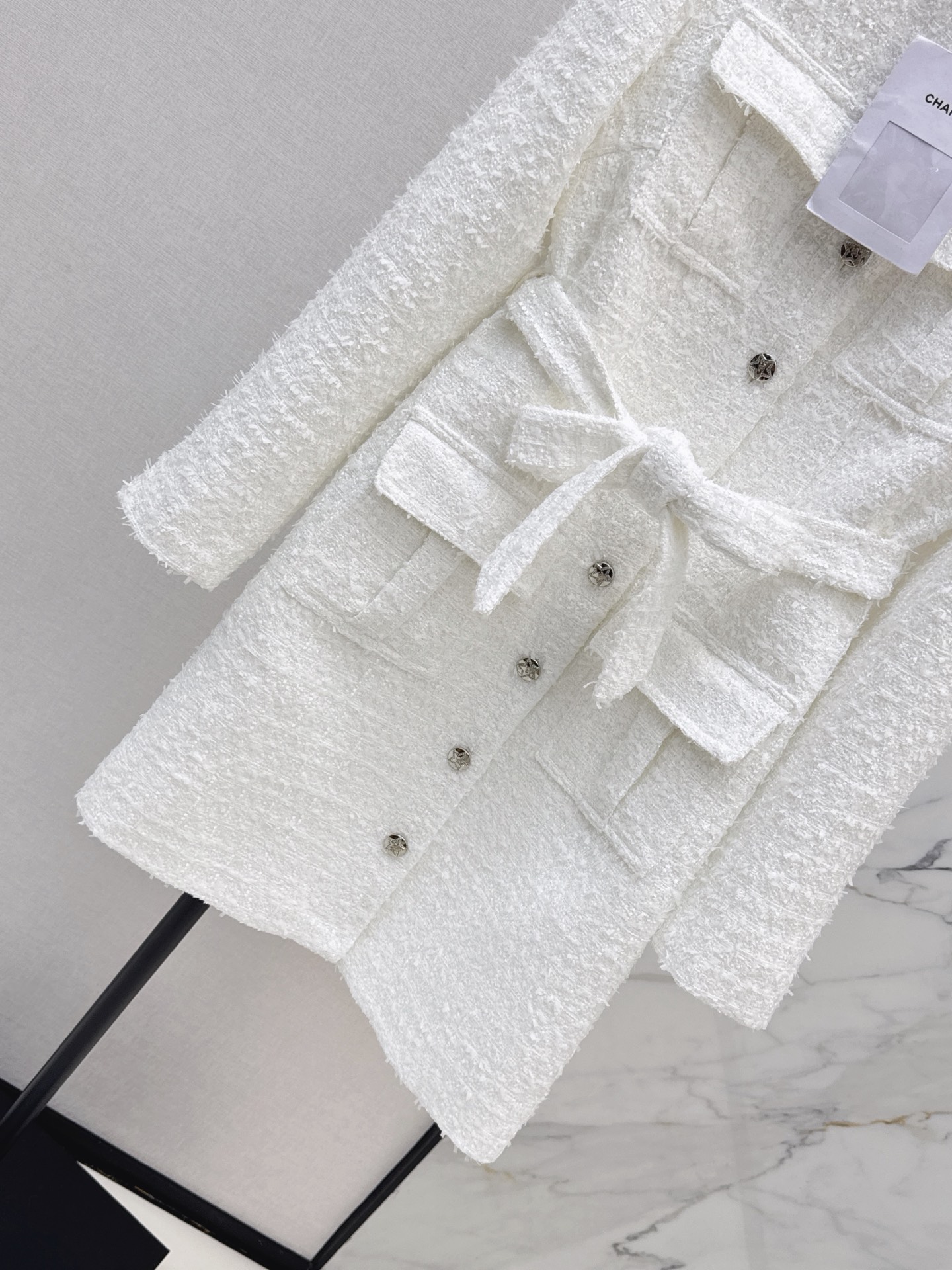 Chan 26fw woven tweed belted jacket