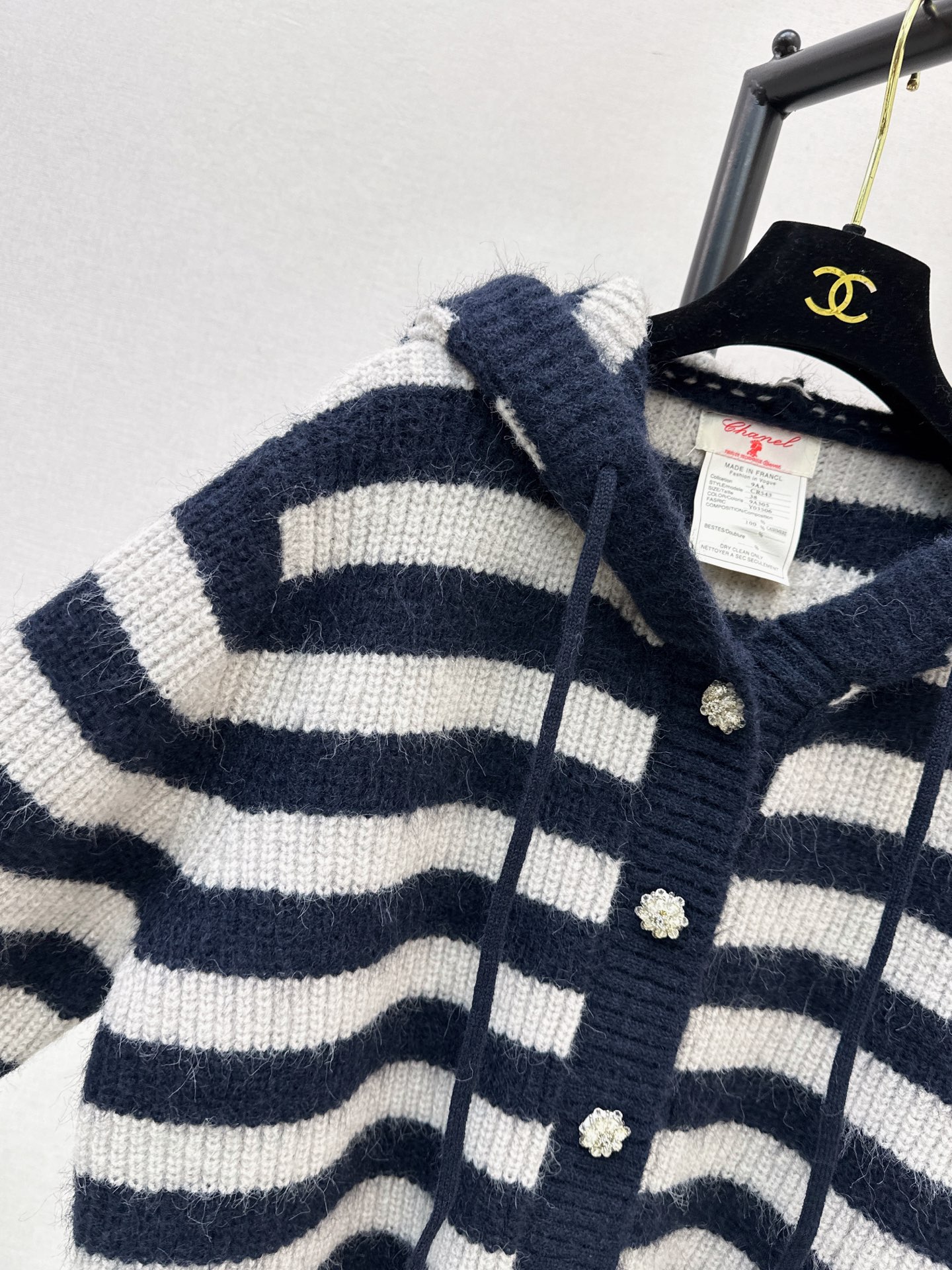 Chan 26fw stripe hooded cardigan