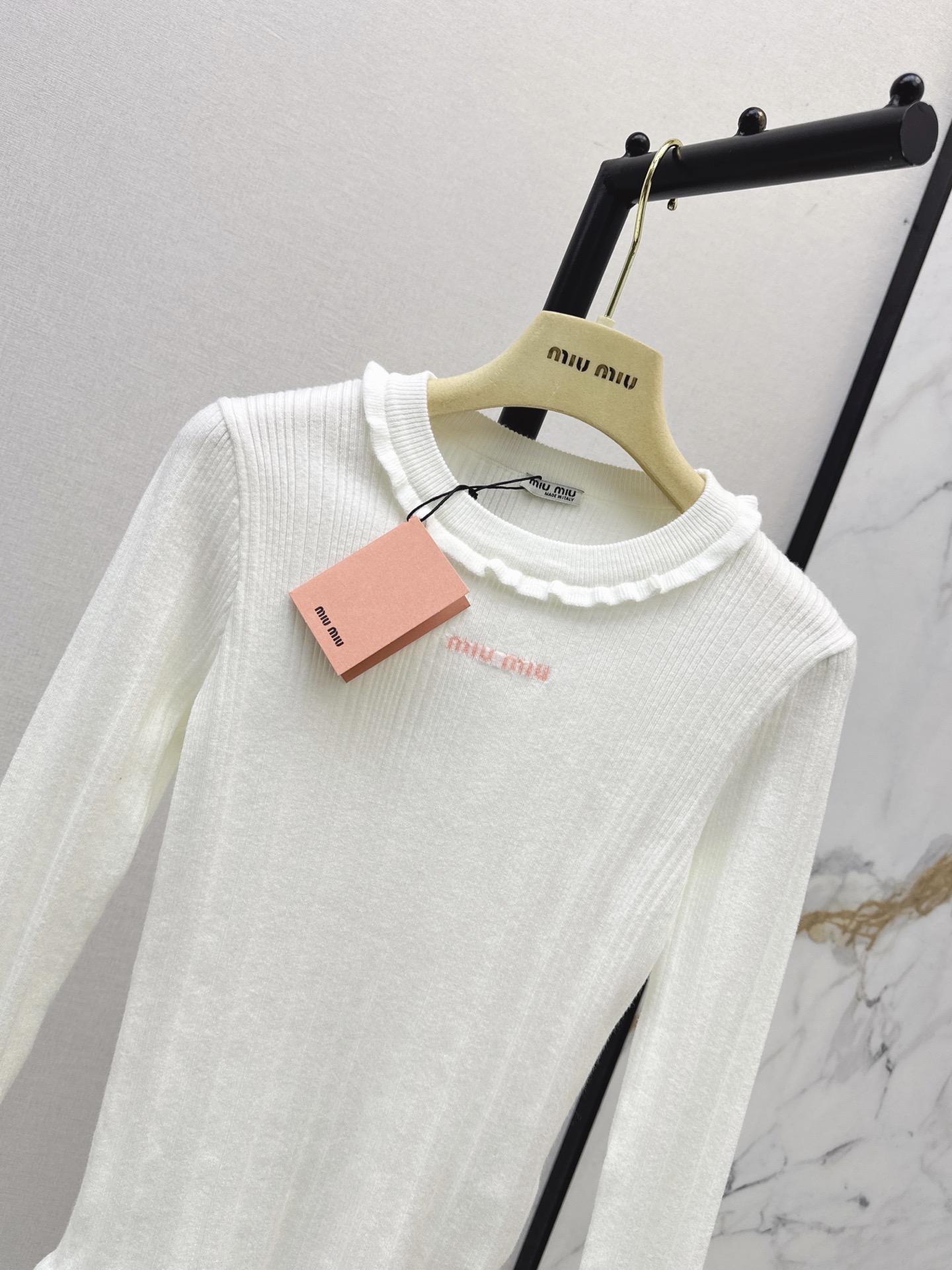 Miu 26fw slim-fit knit basic tee