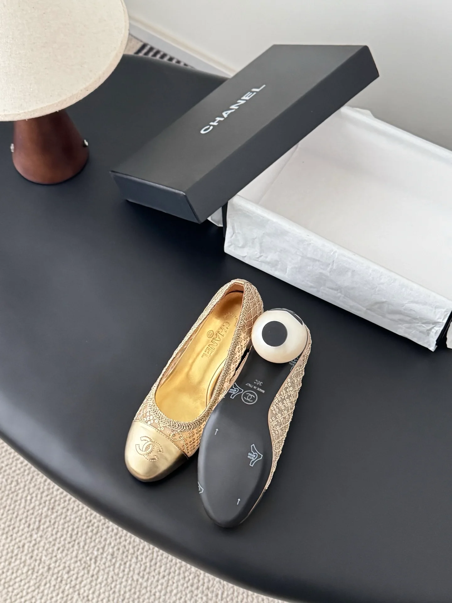 Chan 26ss pearl mary jane chunky heel