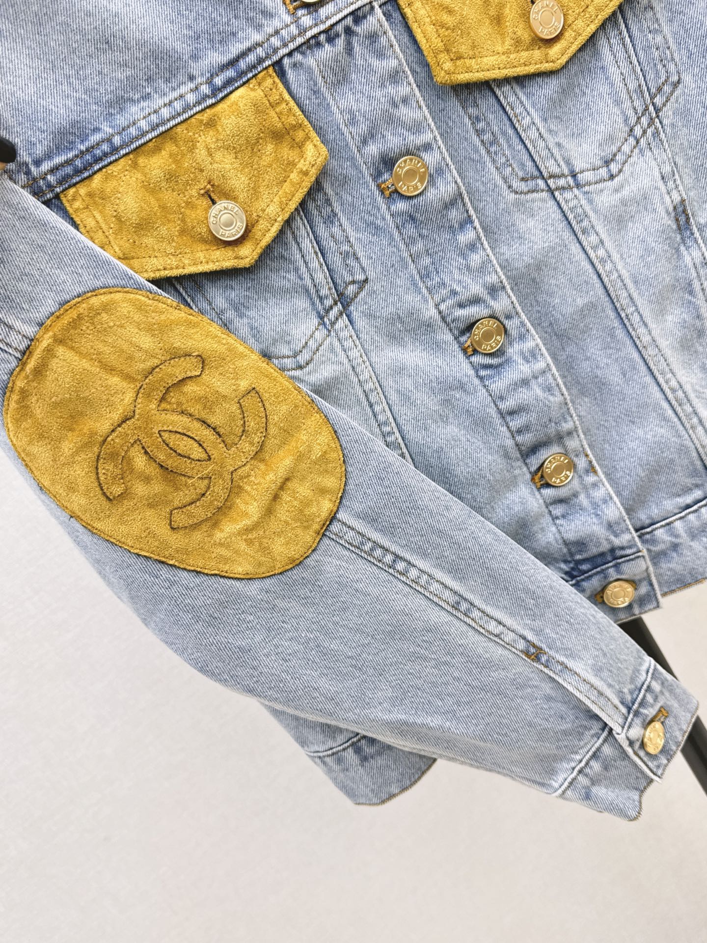 Chan 26fw suede contract denim jacket