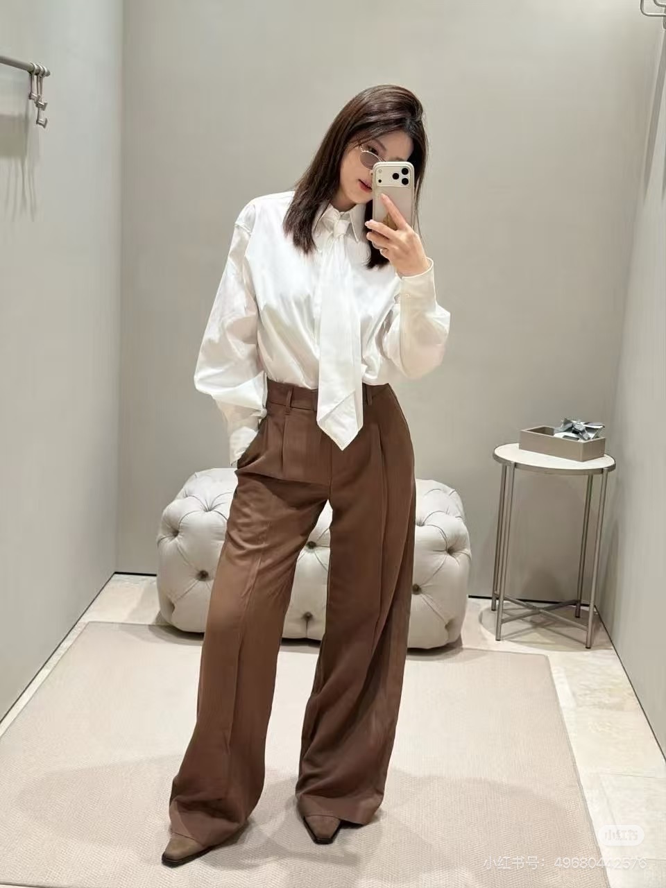 Brun 26fw ribbon shirt