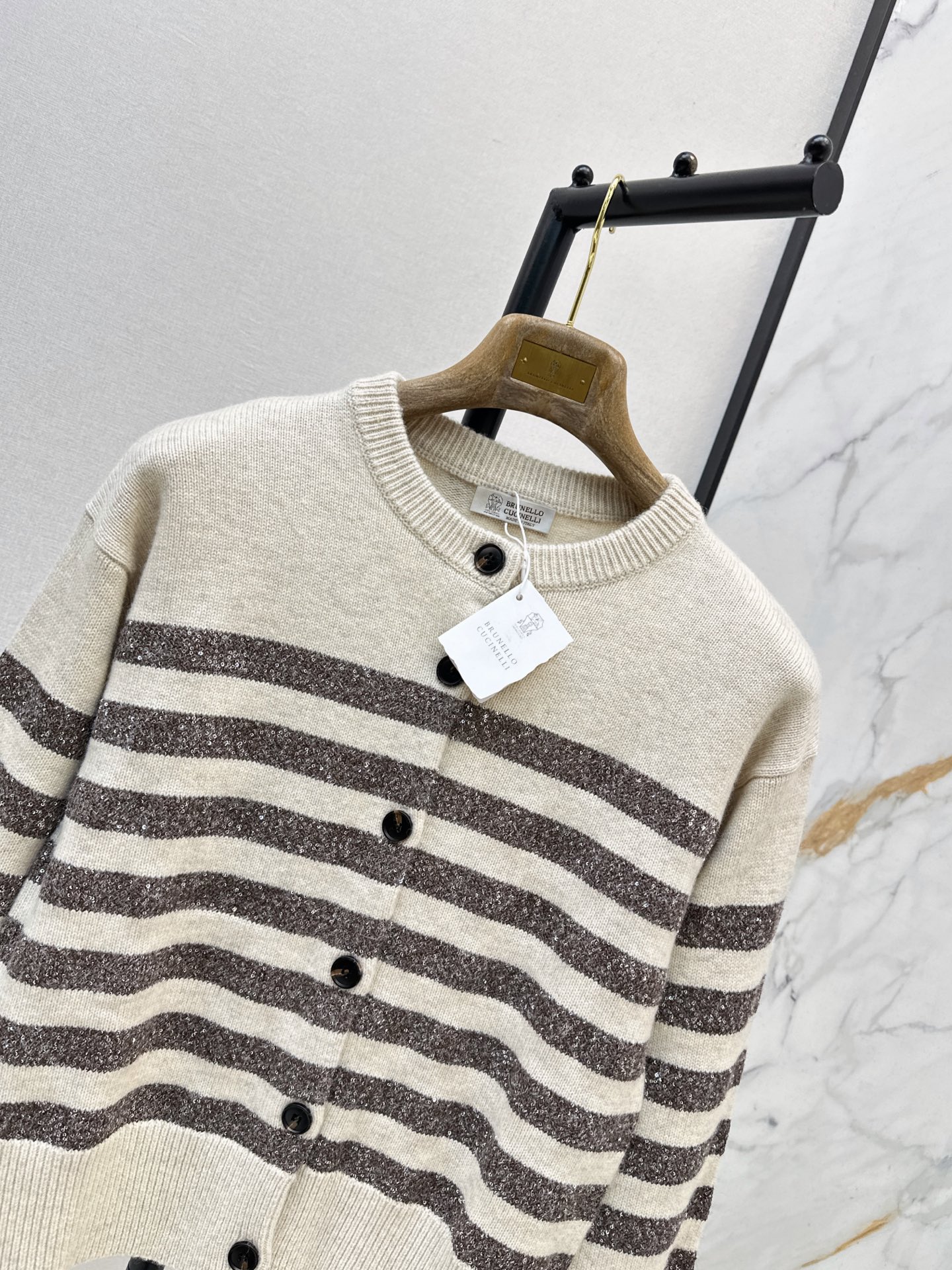 Brun 26fw stripe knit cardigan
