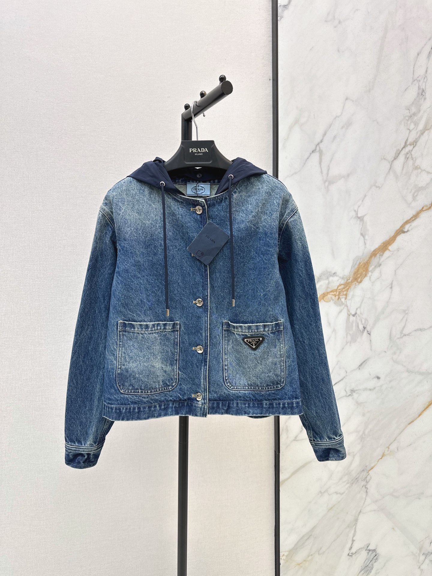 Pra 26fw hooded denim jacket