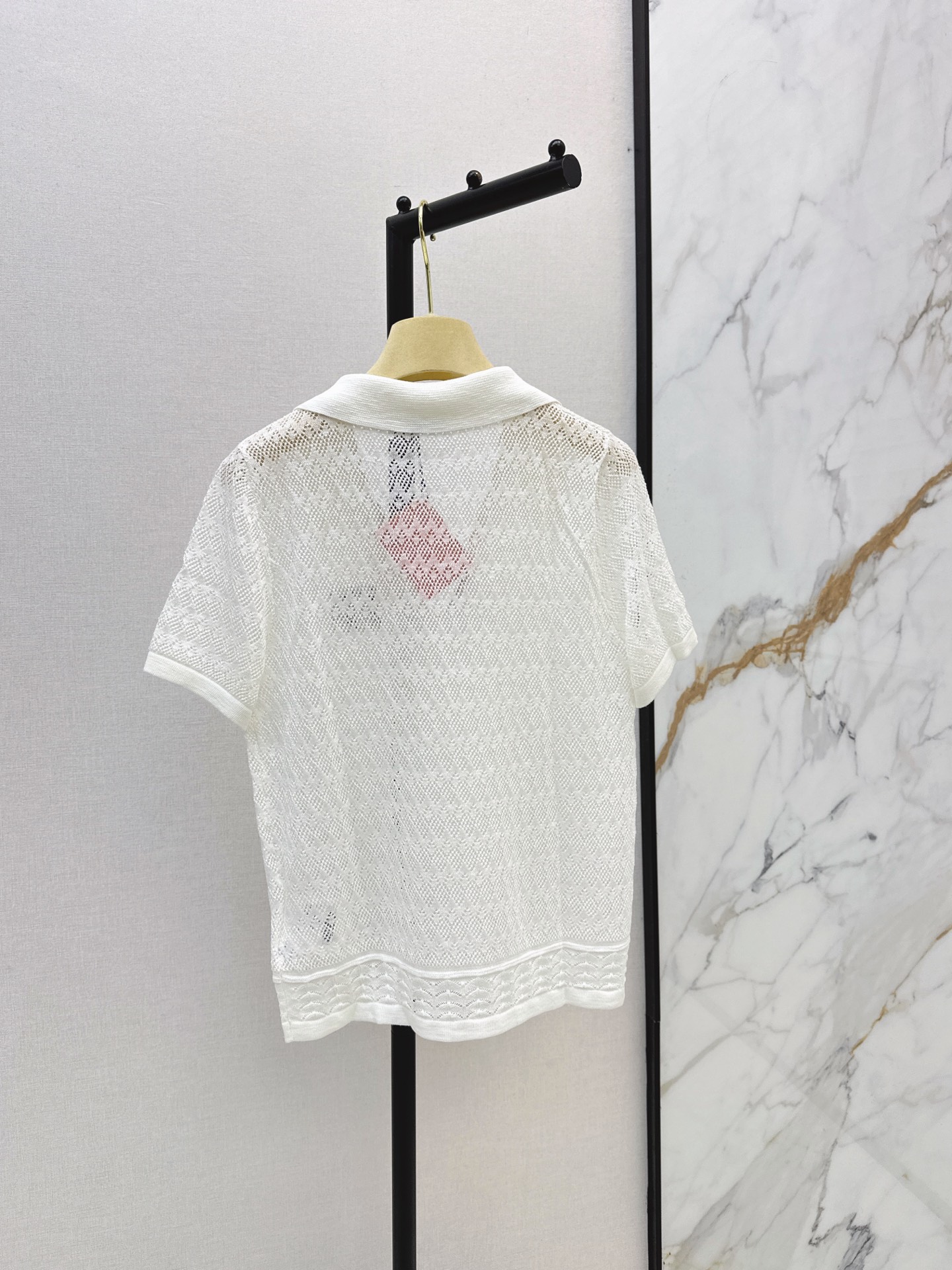 Miu 26fw hoolow lace knit top