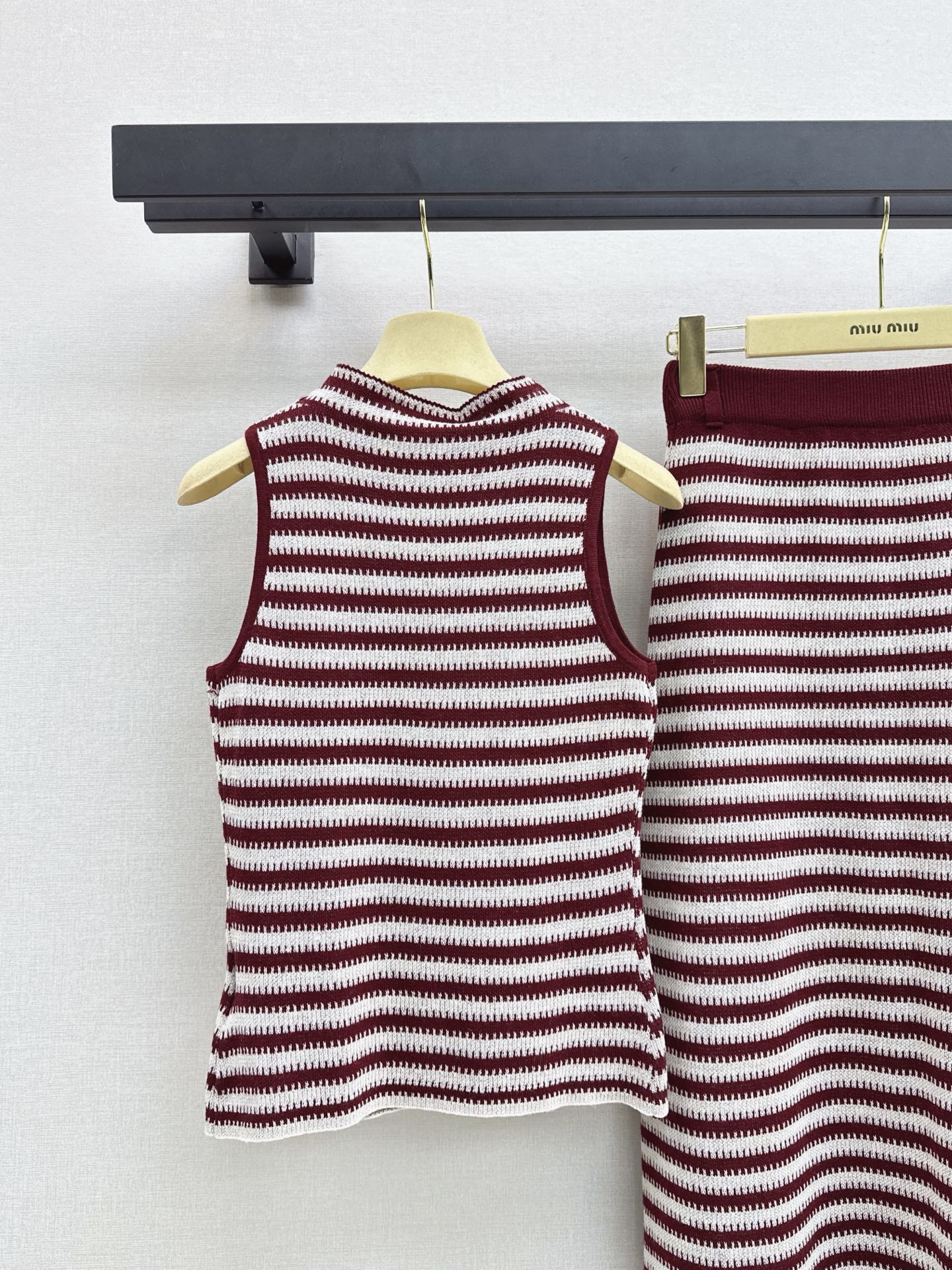 Miu 26fw stripe knit vest skirt sets