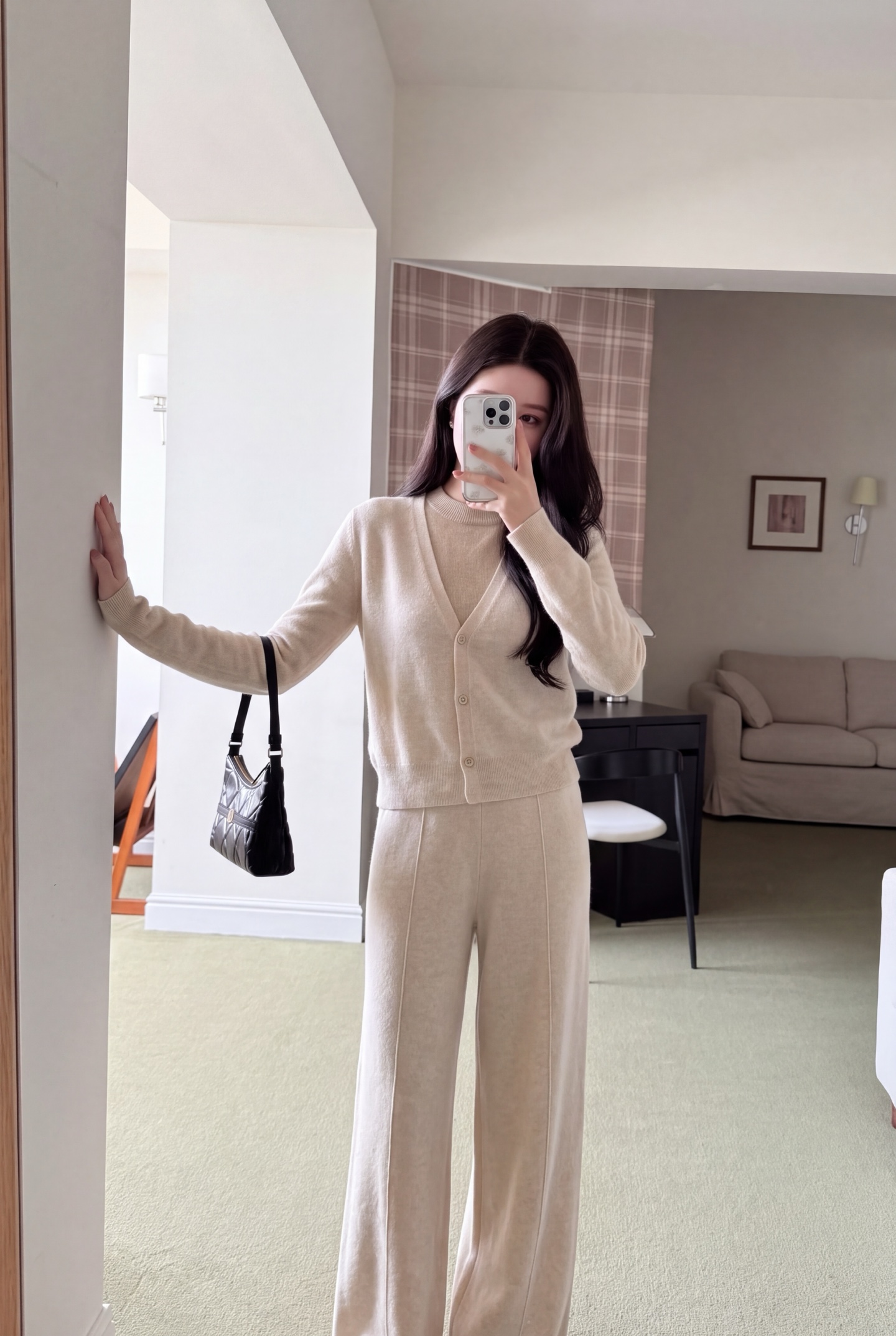 Brun 26fw knit vest cardigan pants sets