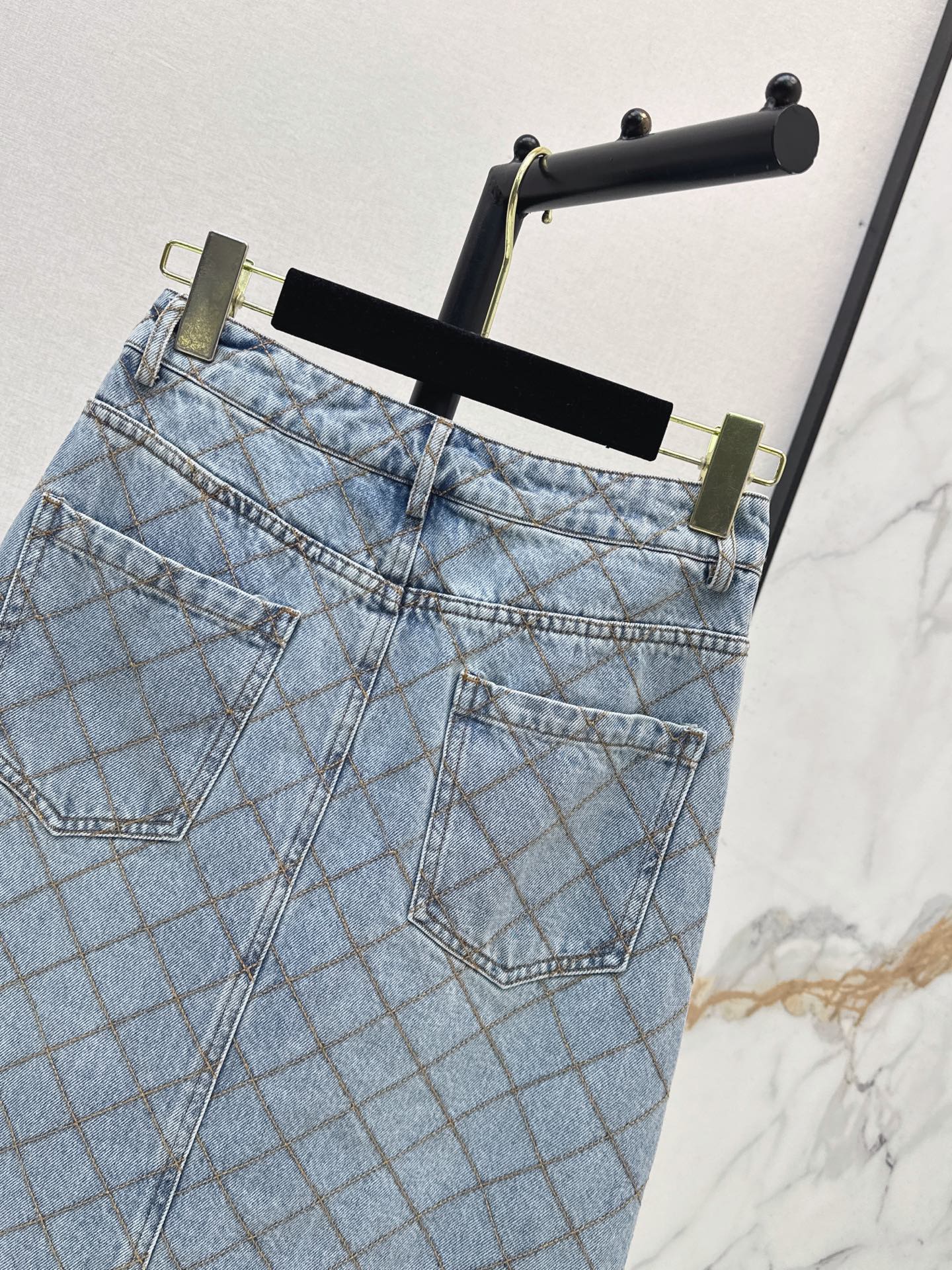 Chan 26fw diamond pattern denim skirt