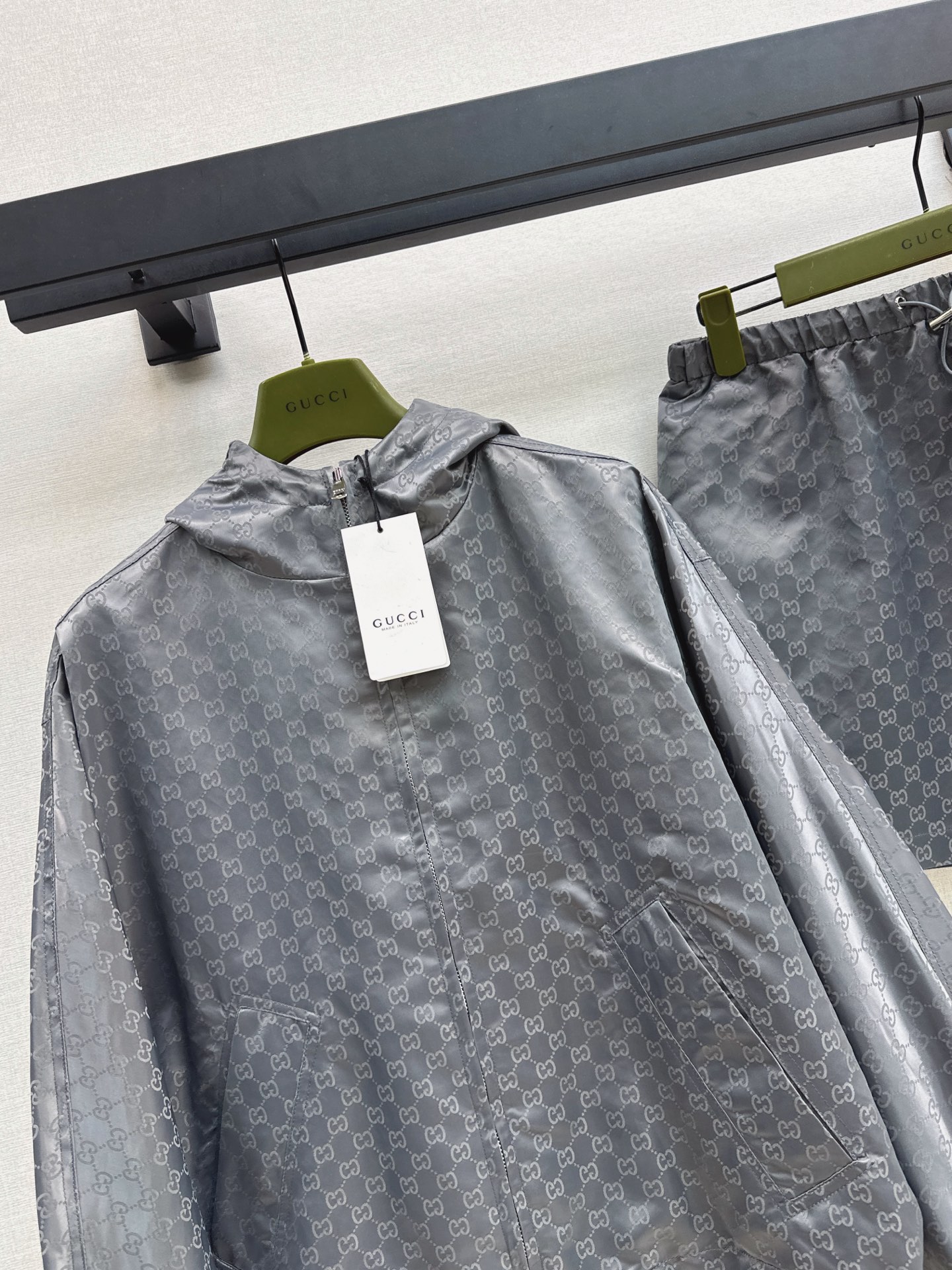Guc 26fw jacquard hooded jacket skirt sets