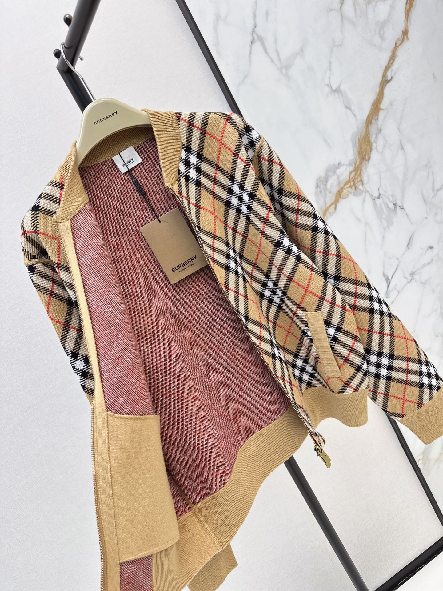 Bur 26fw check knit cardigan
