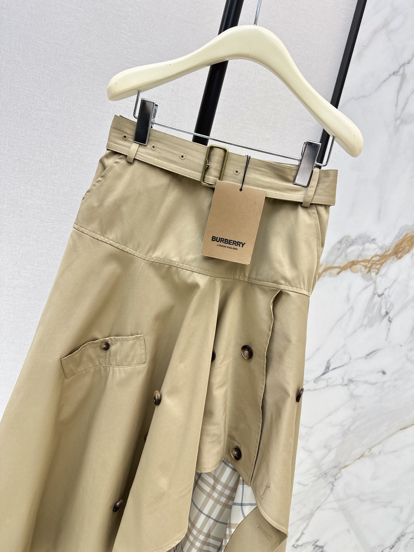 Bur 26fw asymmetric belted trench skirt