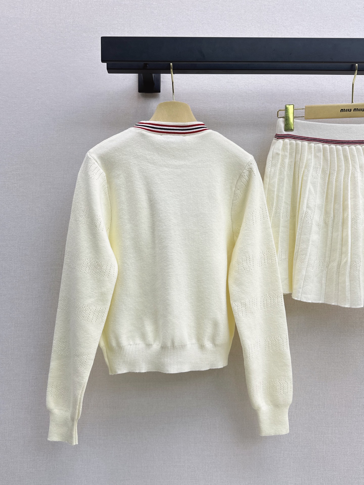 Miu 26fw knit cardigan pleated skirt sets