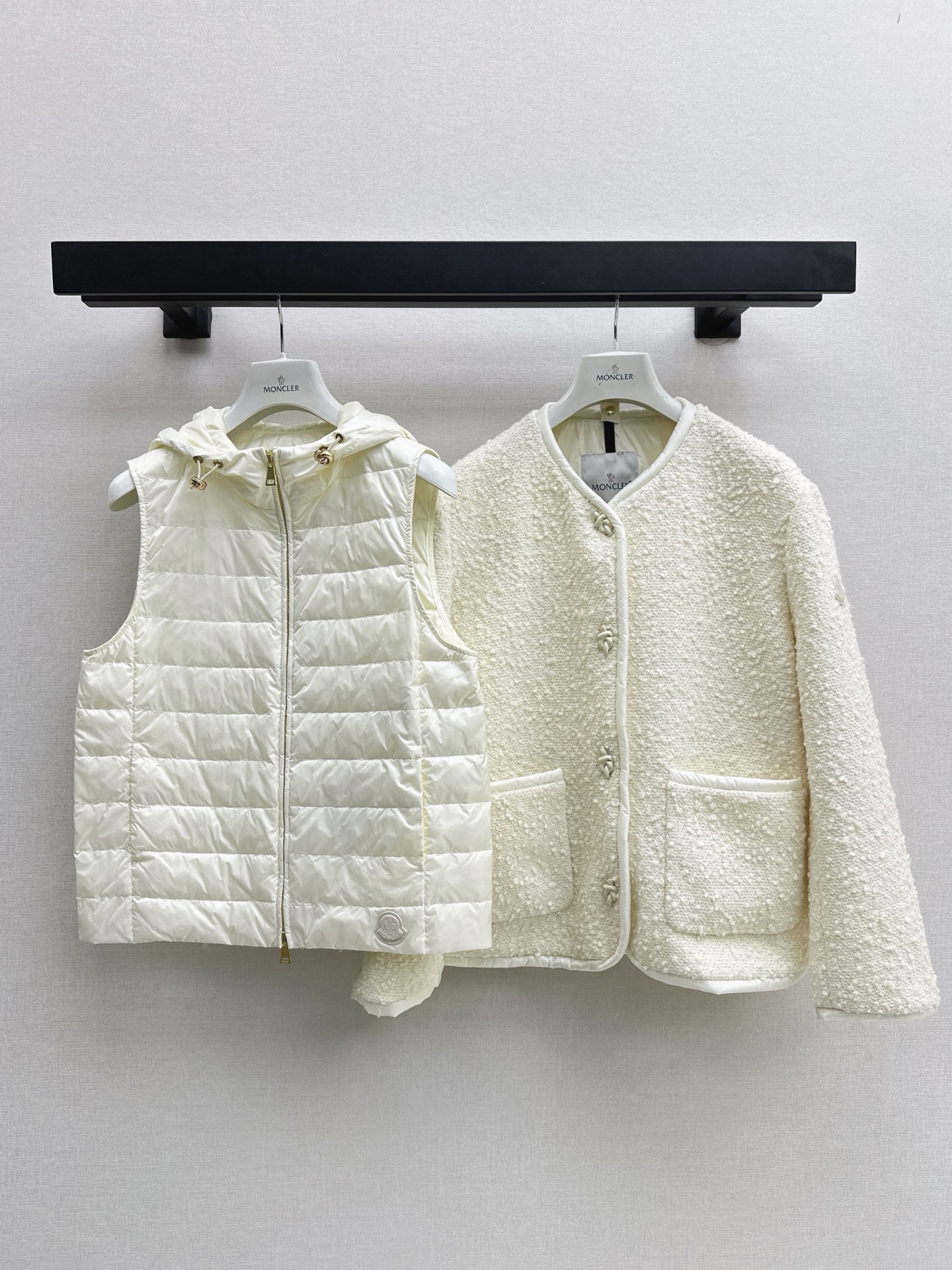 Monc 26fw tweed jacket down vest sets