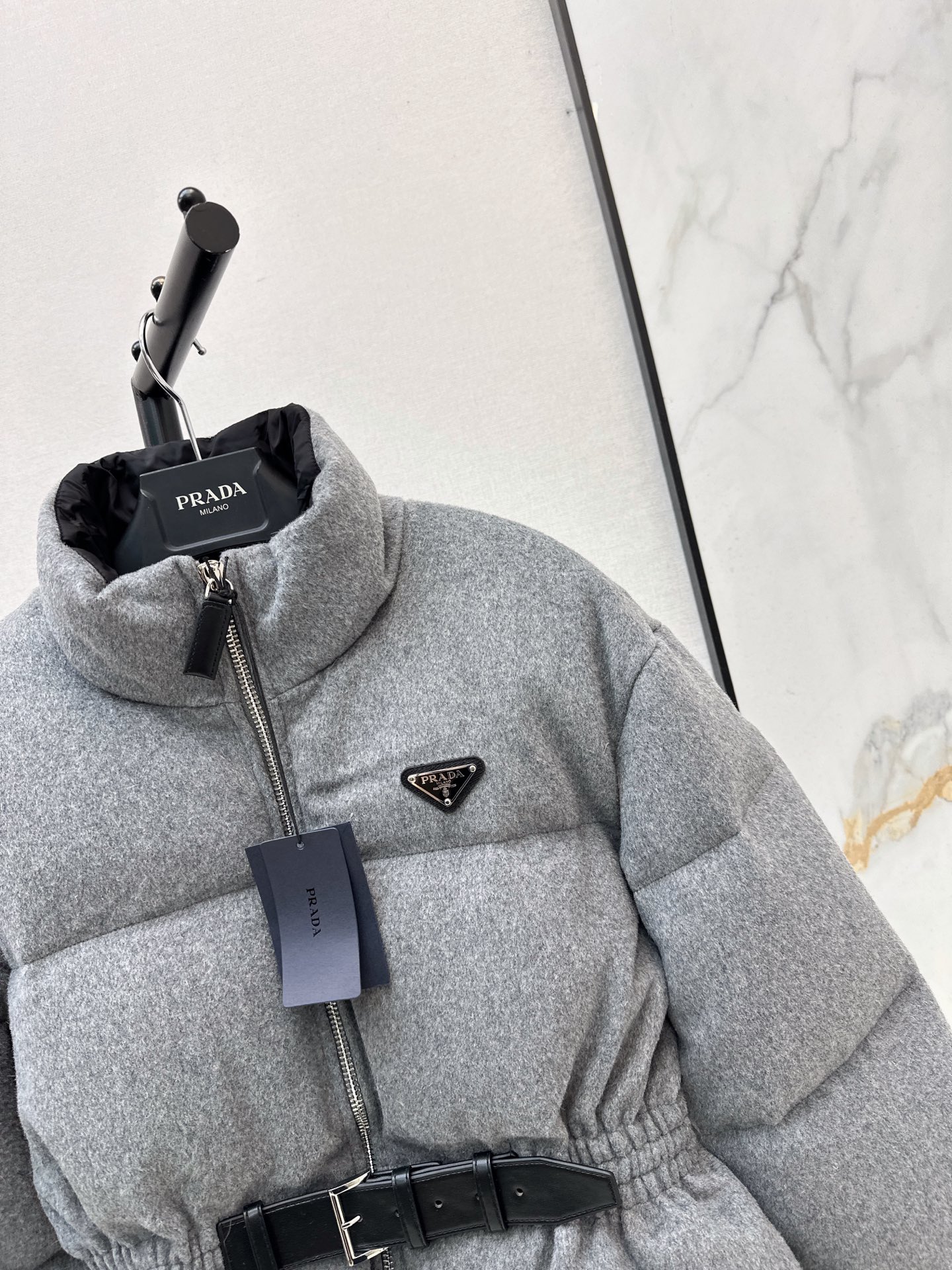 Pra 26fw belted woolen down jacket