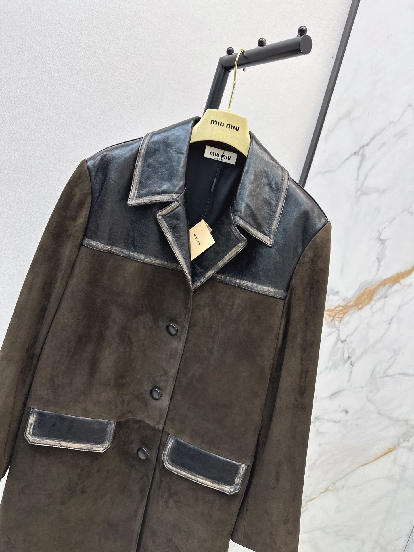 Miu 26fw long suede leather jacket
