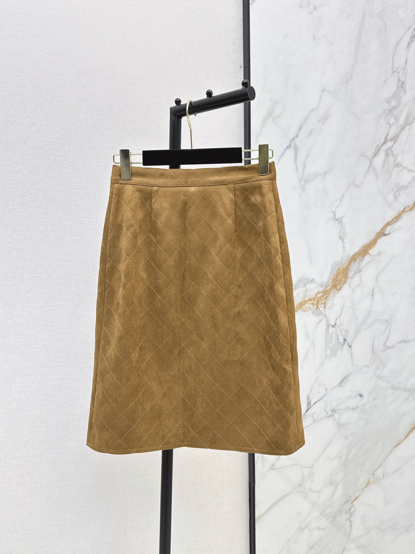 Chan 26fw suede fleece A-line zipper skirt