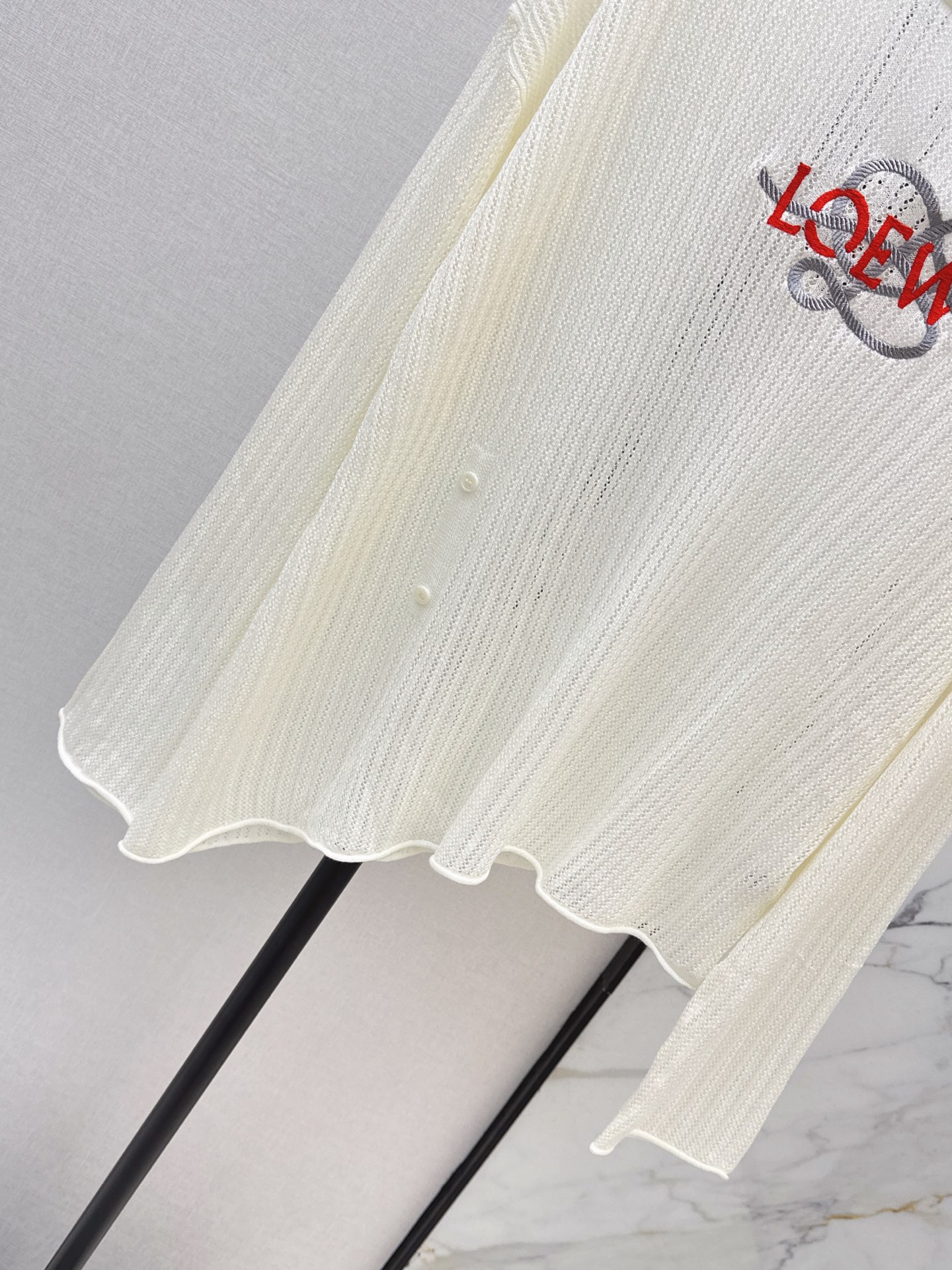 Loe 26fw embroidery hollow knitwear