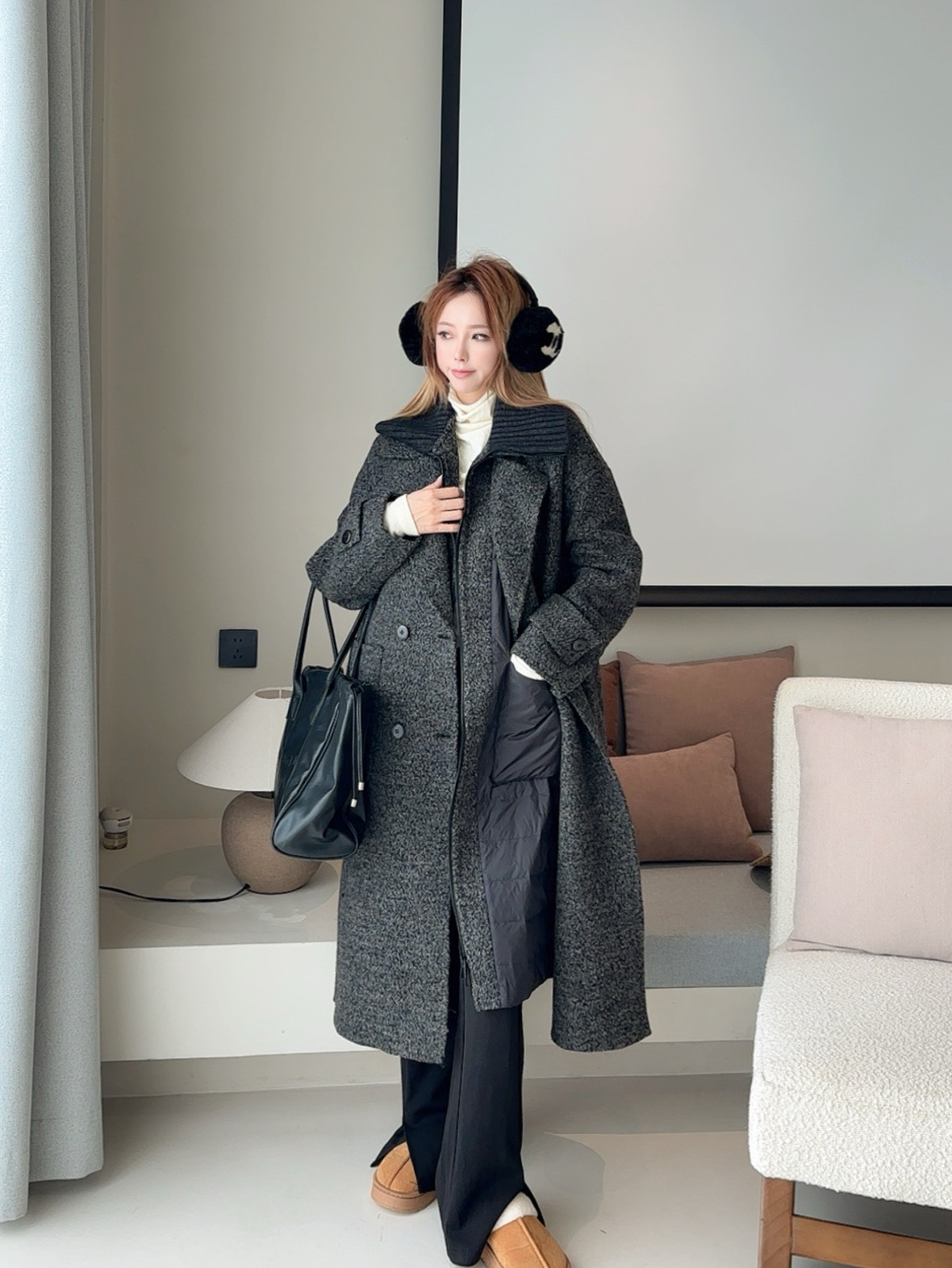 Max 26fw down vest double breasted overcoats set
