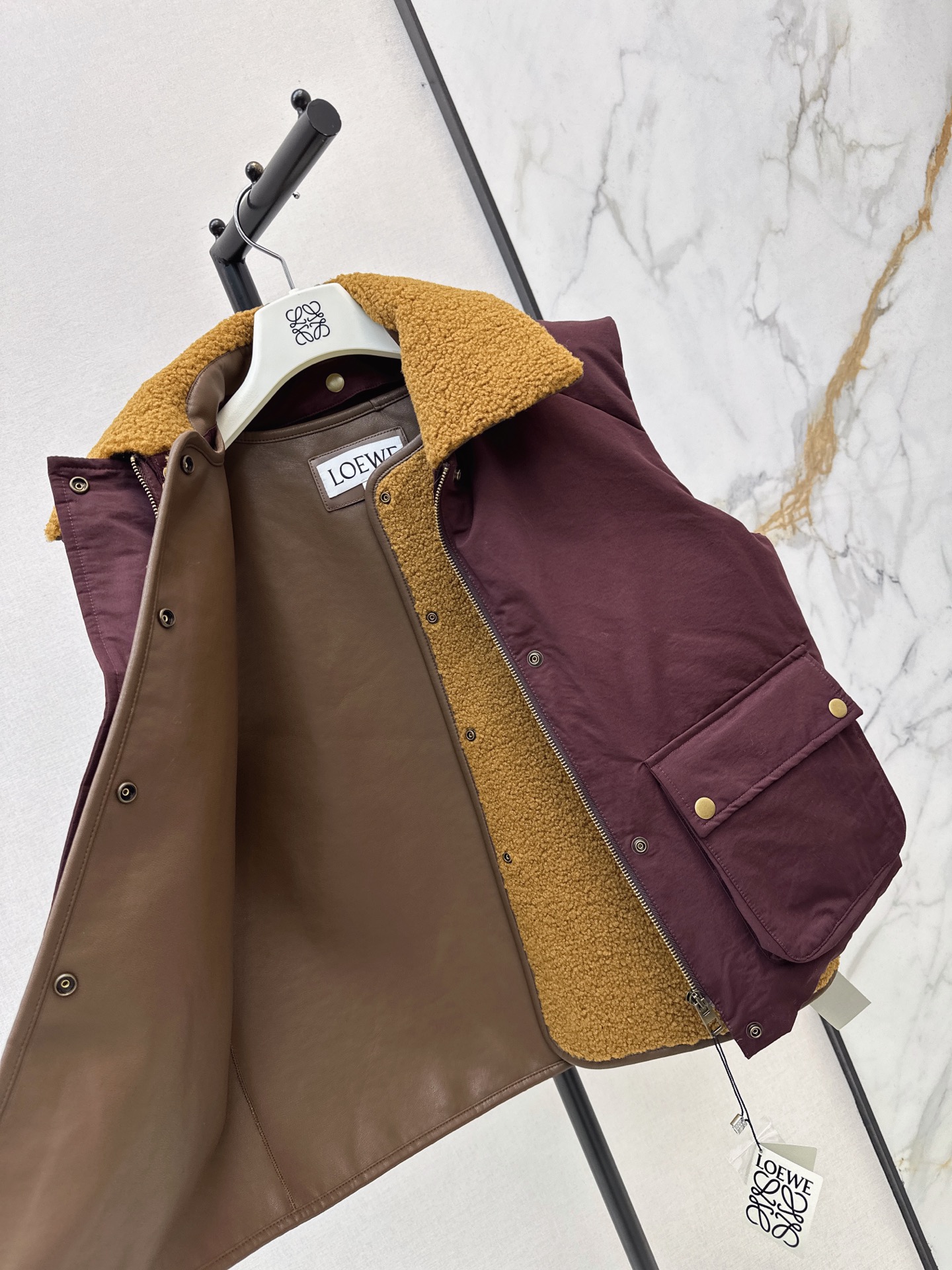 Loe 26fw tweed-fleece down vest