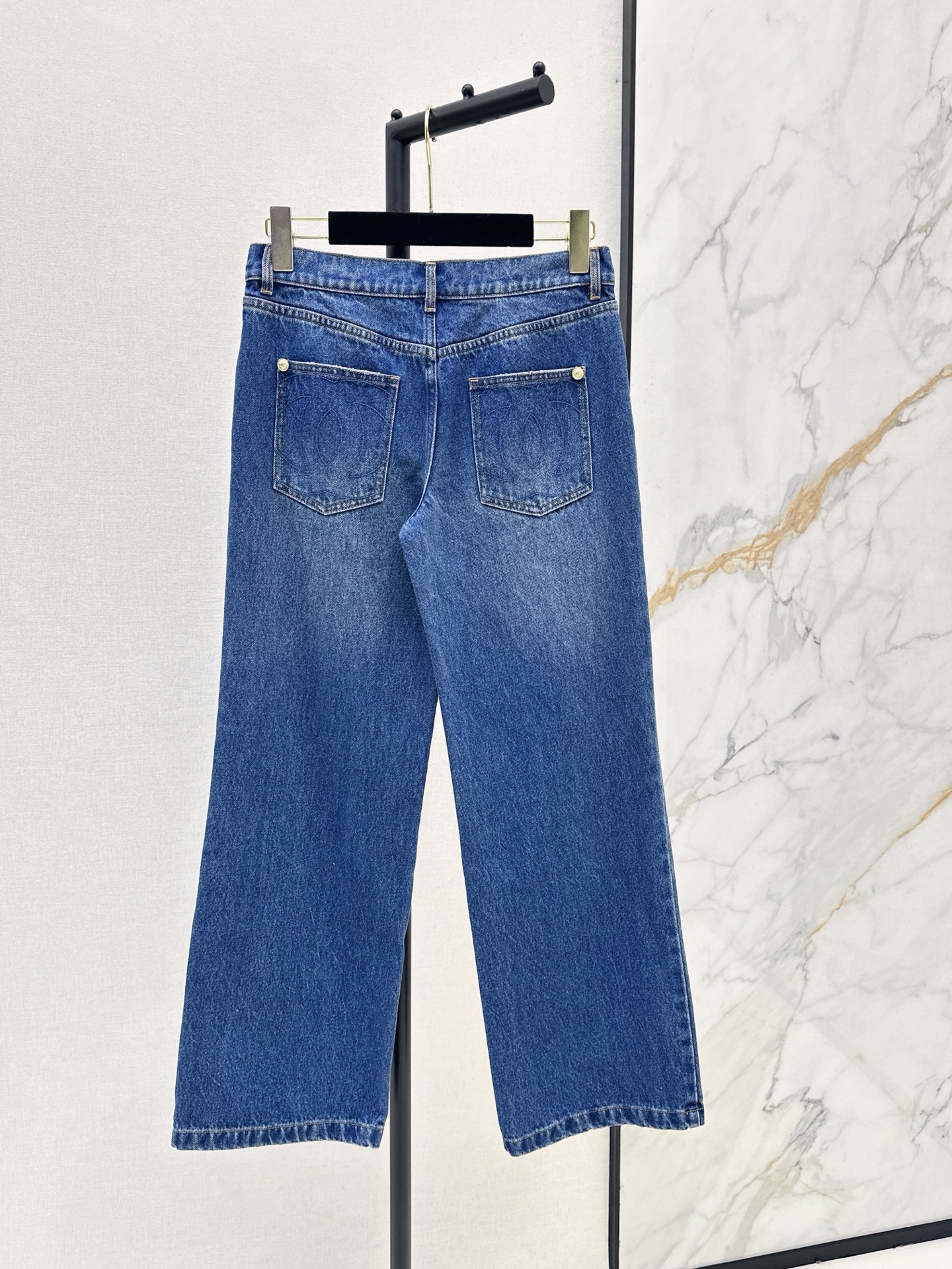 Chan 26fw rhinestone straight-leg jeans