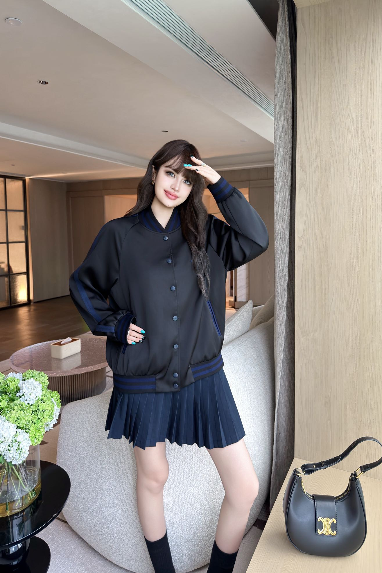 Celi 26fw satin bomber jacket
