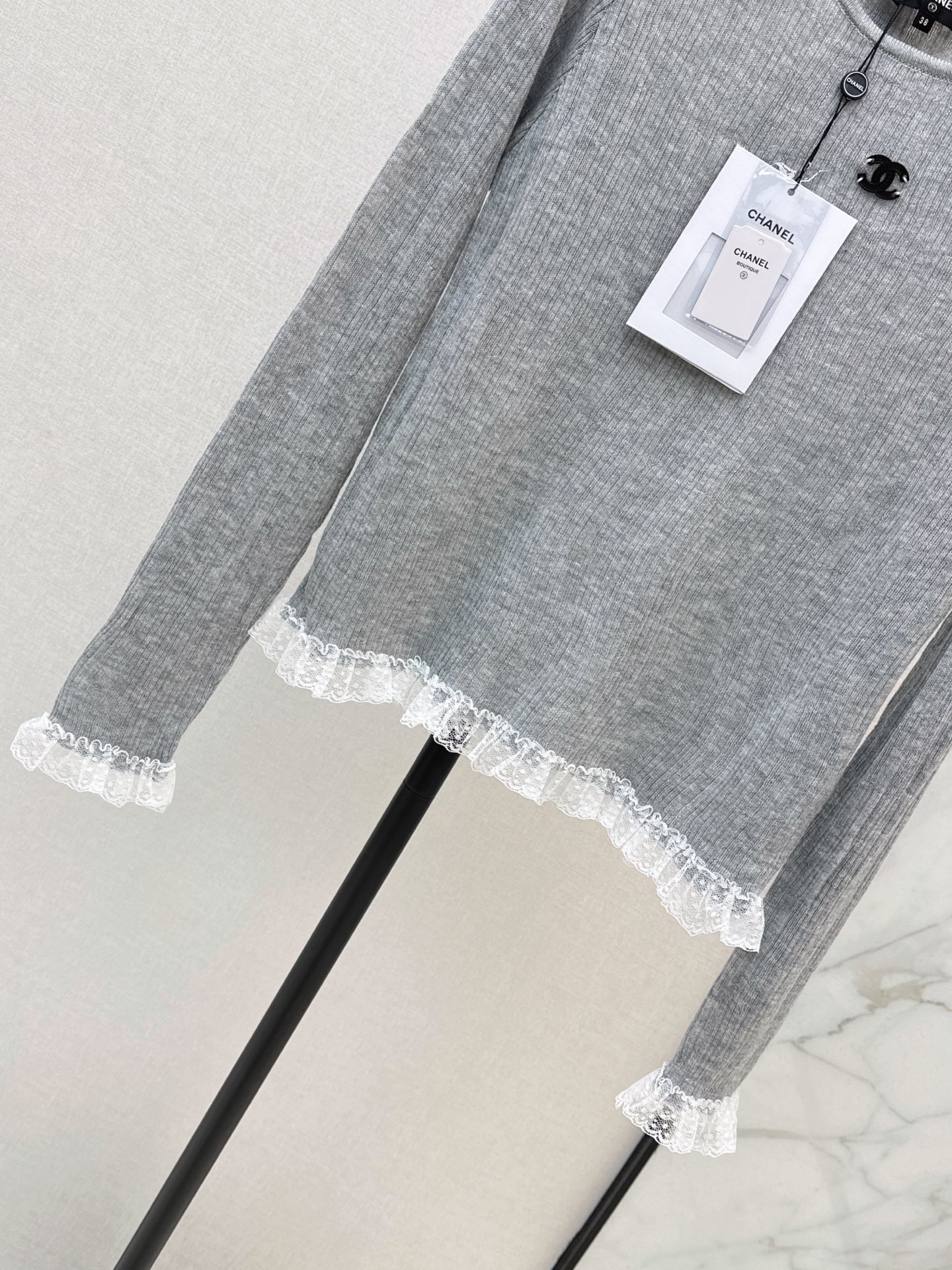 Chan 26fw lace trim knitwear