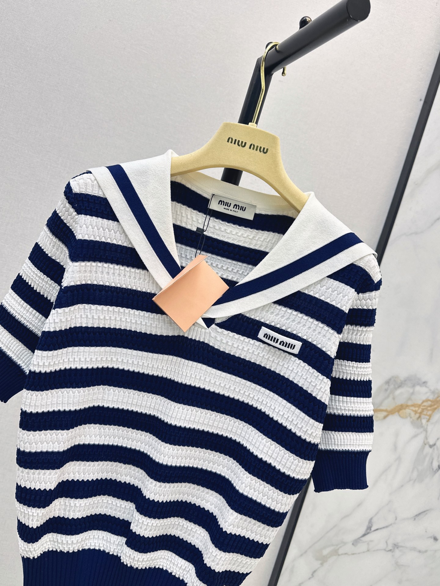 Miu 26ss stripe knit top