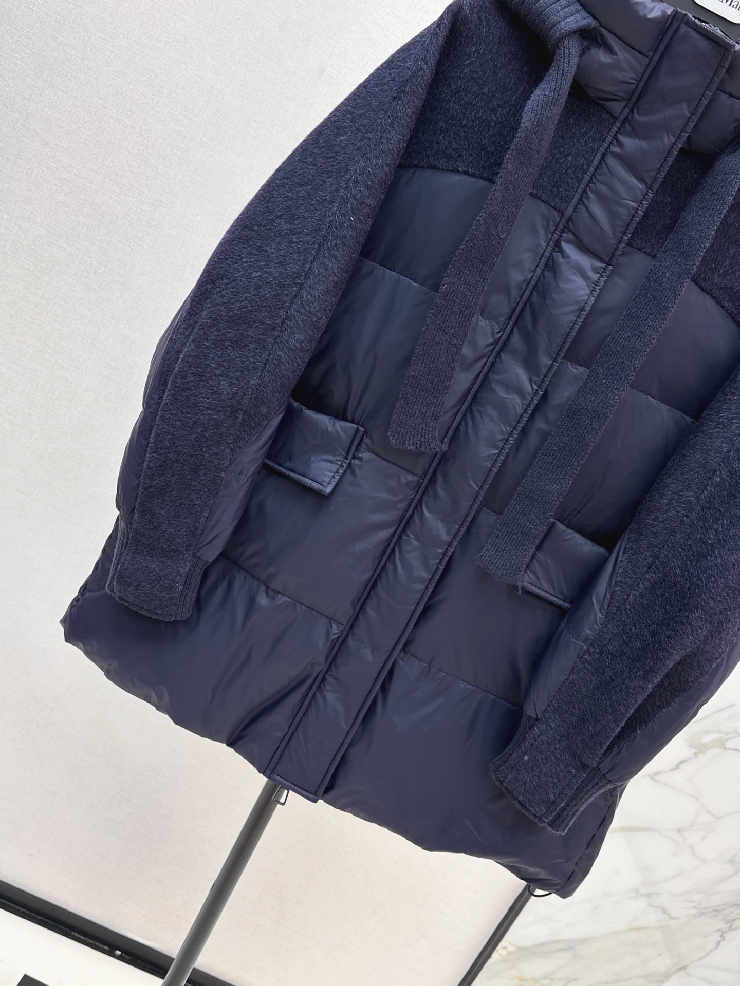 Max 26fw knit contract hooded down jacket
