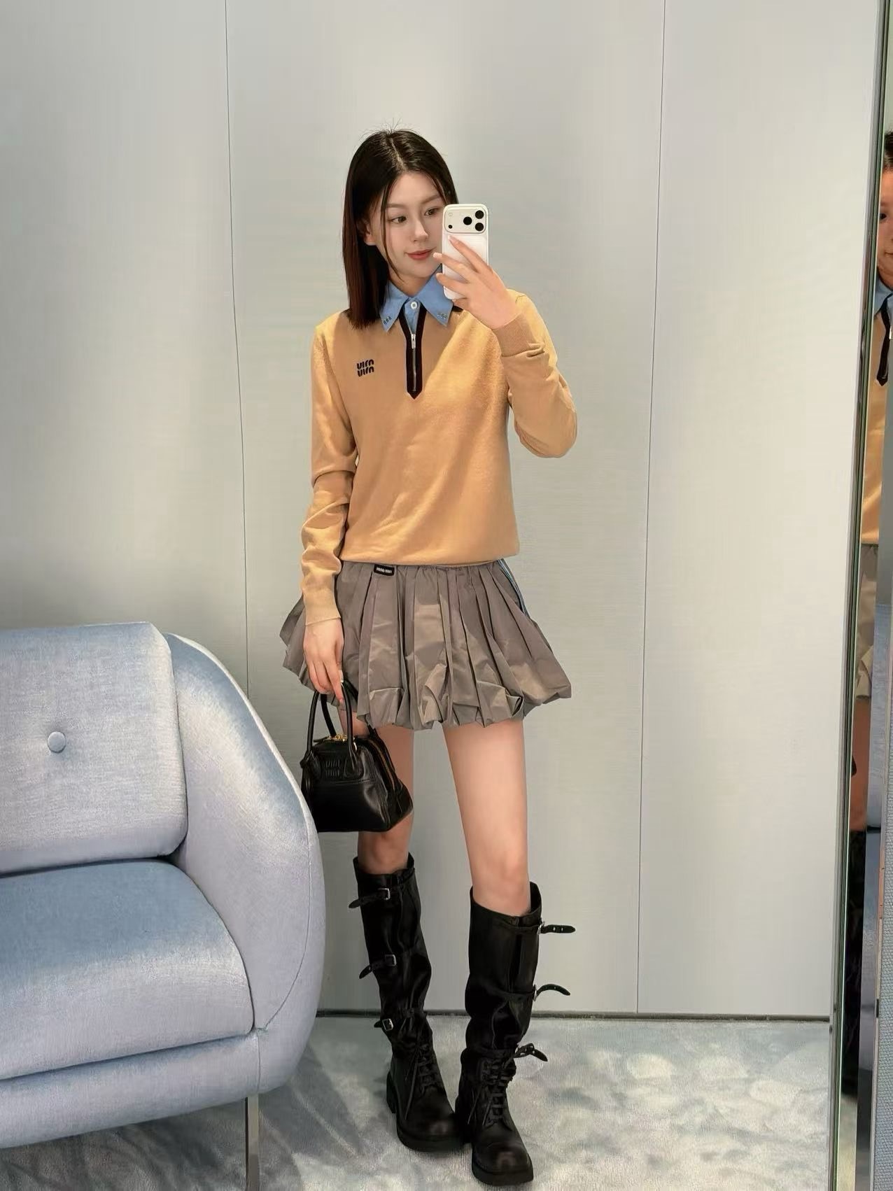 Miu 26fw zip-up knitswear