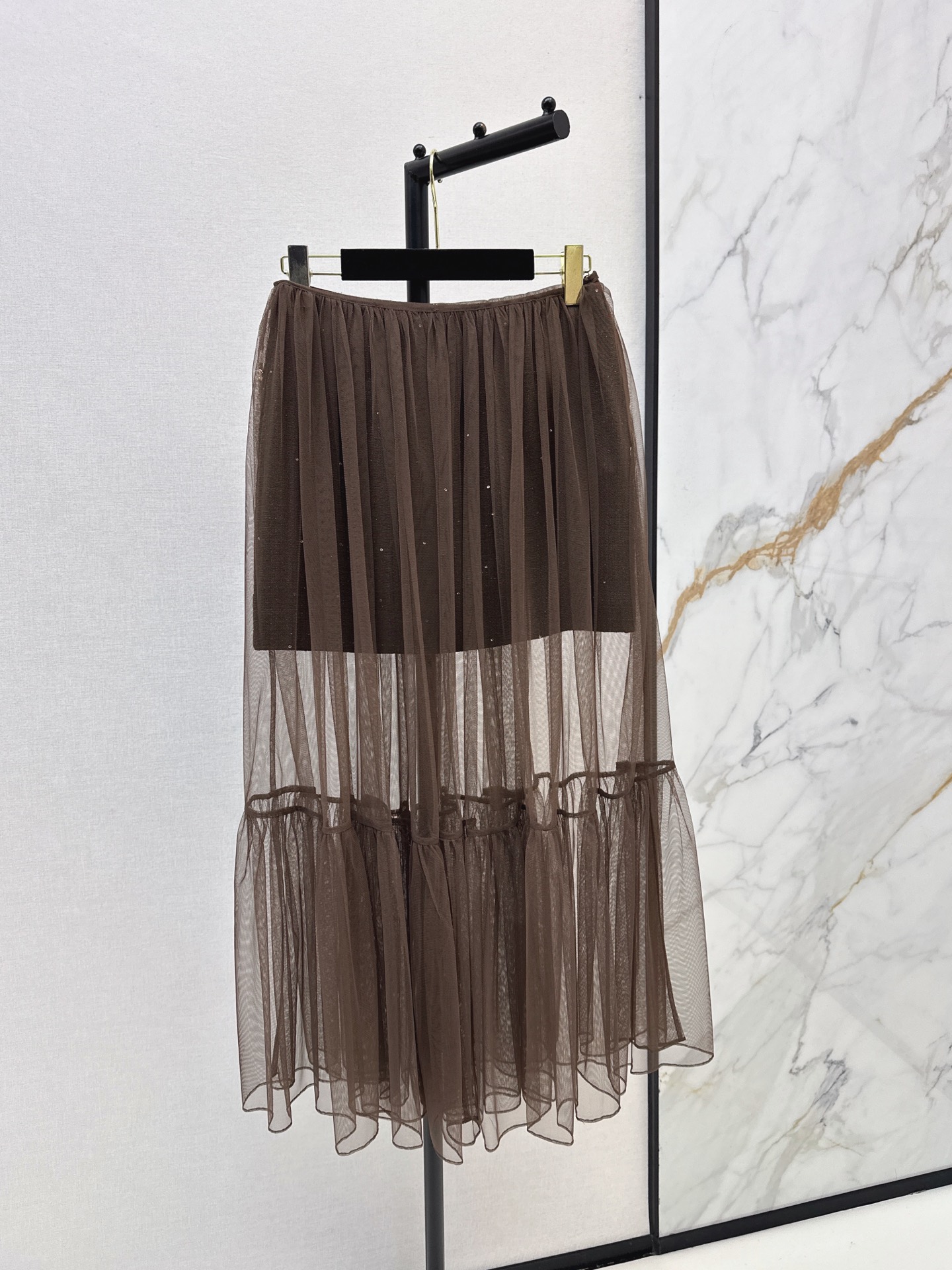 Chan 26fw woven mini skirt mesh skirt sets