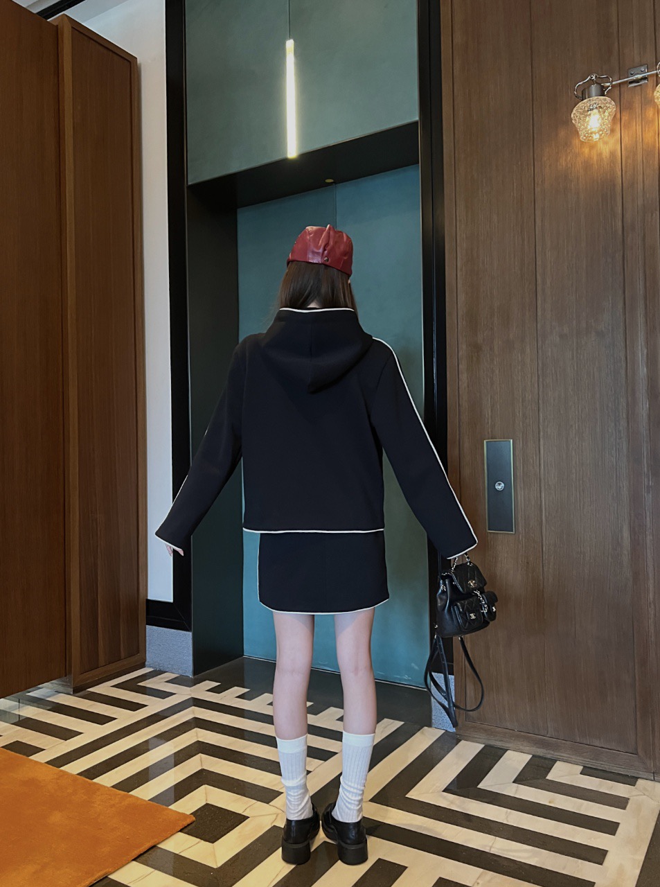 Chan 26fw hooded jacket skirt sets