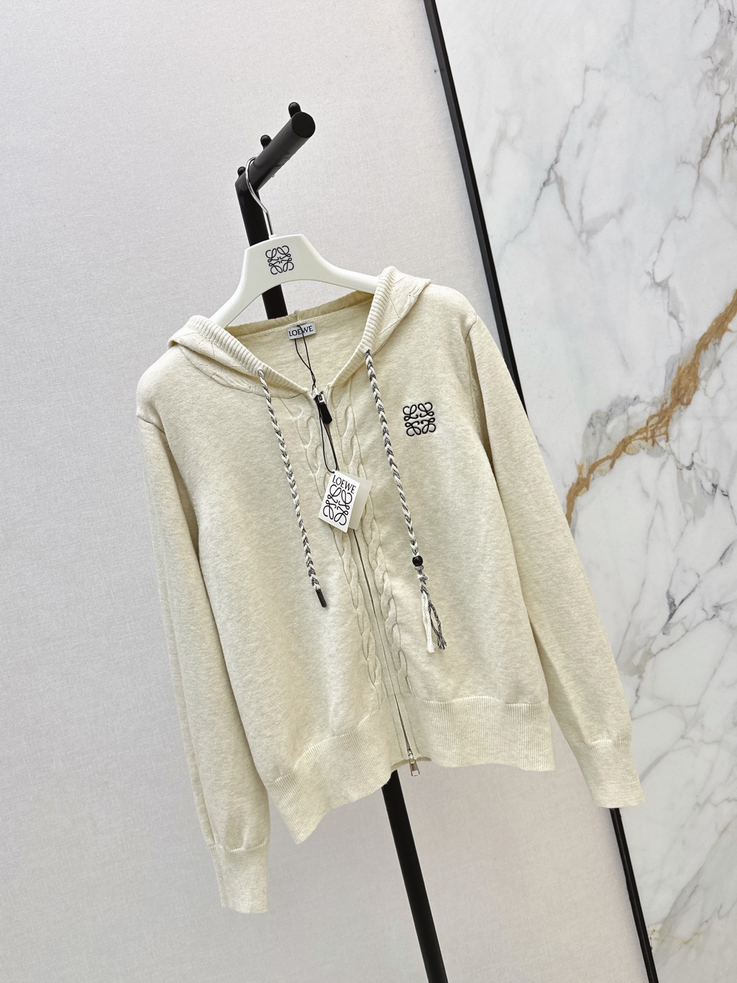 Loe 26fw hooded knit cardigan
