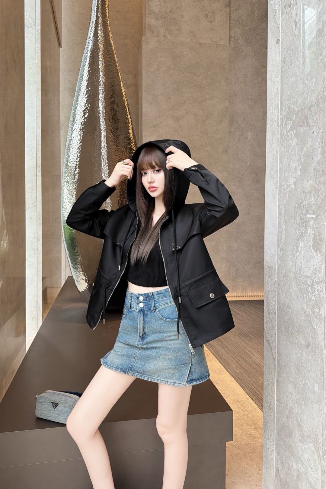 Pra 26fw drawstring hooded jacket