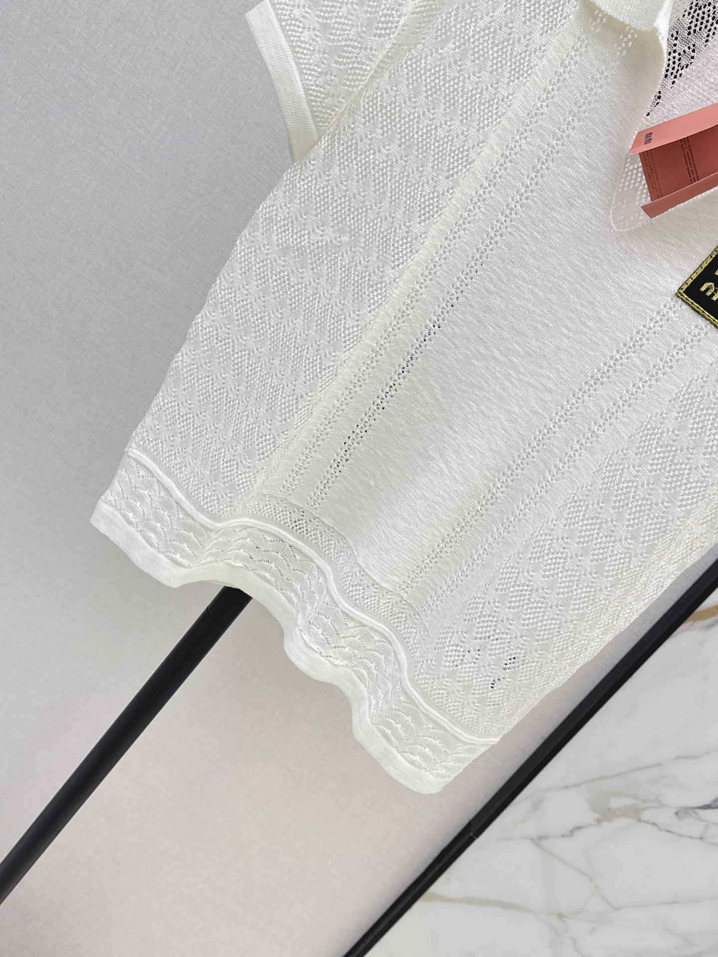 Miu 26fw hoolow lace knit top
