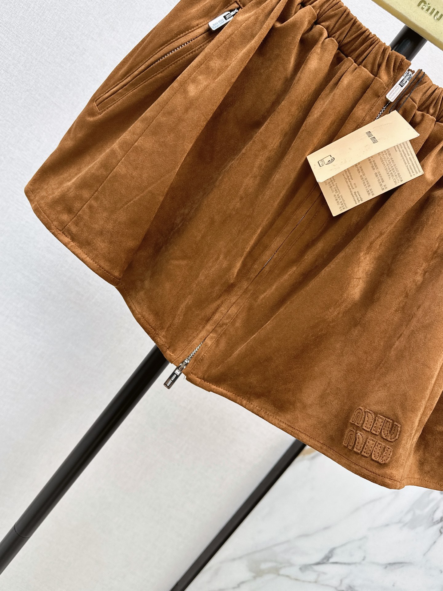 Miu 26fw suede-effect mini skirt