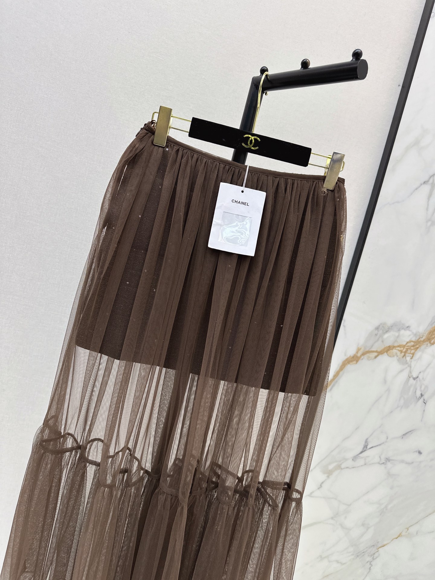 Chan 26fw woven mini skirt mesh skirt sets