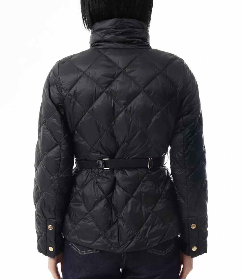 Max 26fw stand-collar belted down jacket