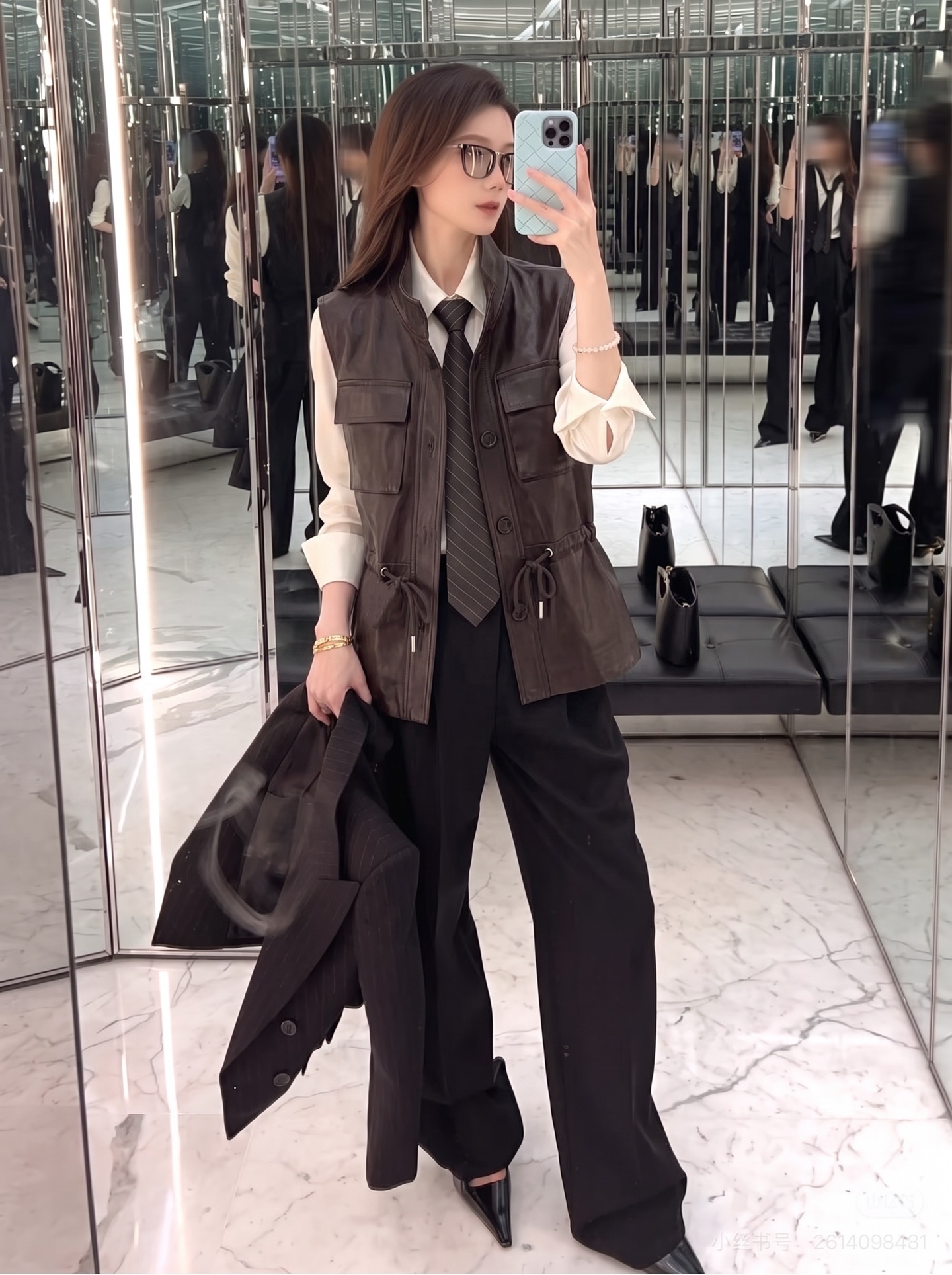 Sain 26fw leather vest jacket
