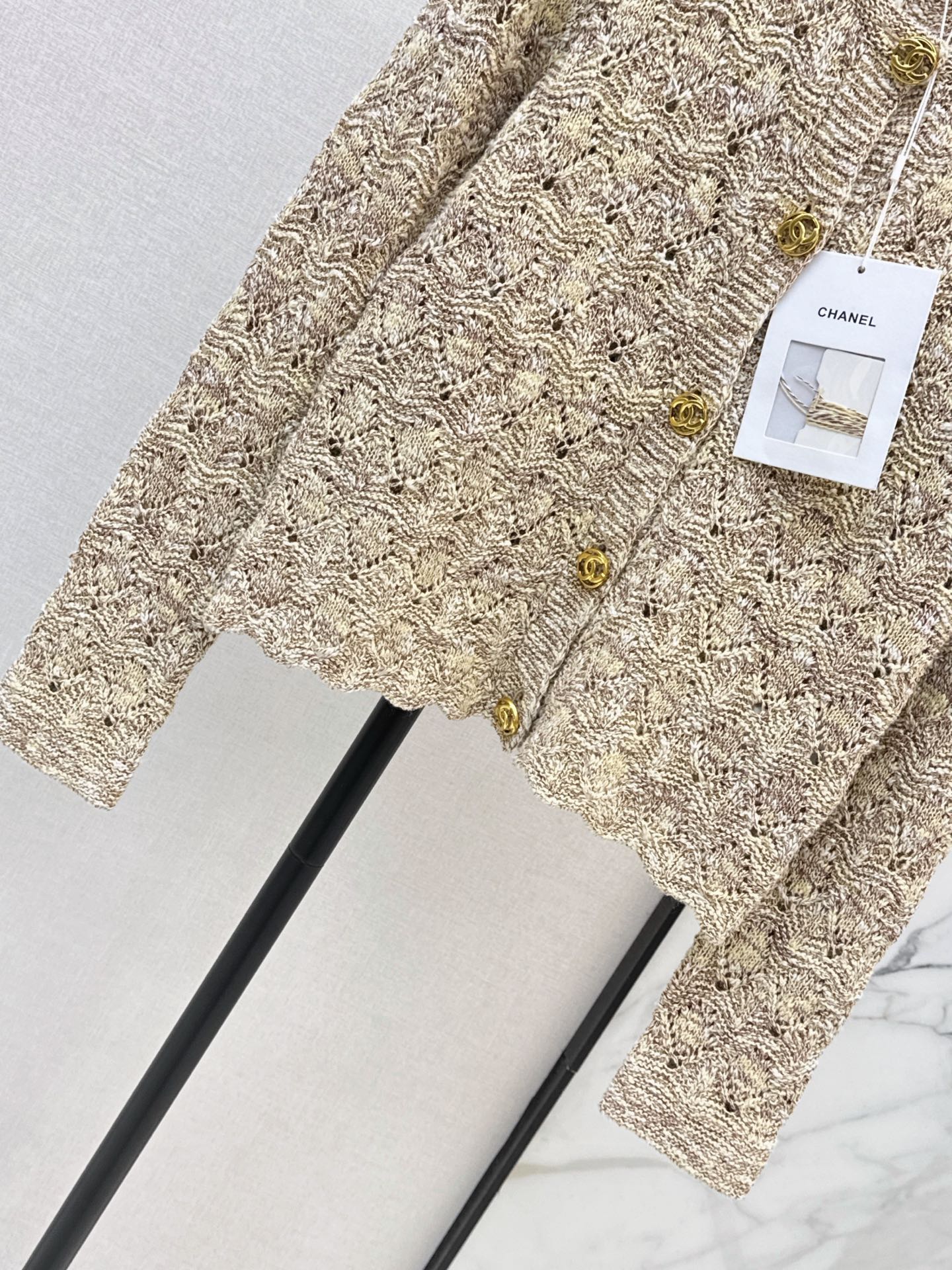 Chan 26fw hollow jacquard cardigan