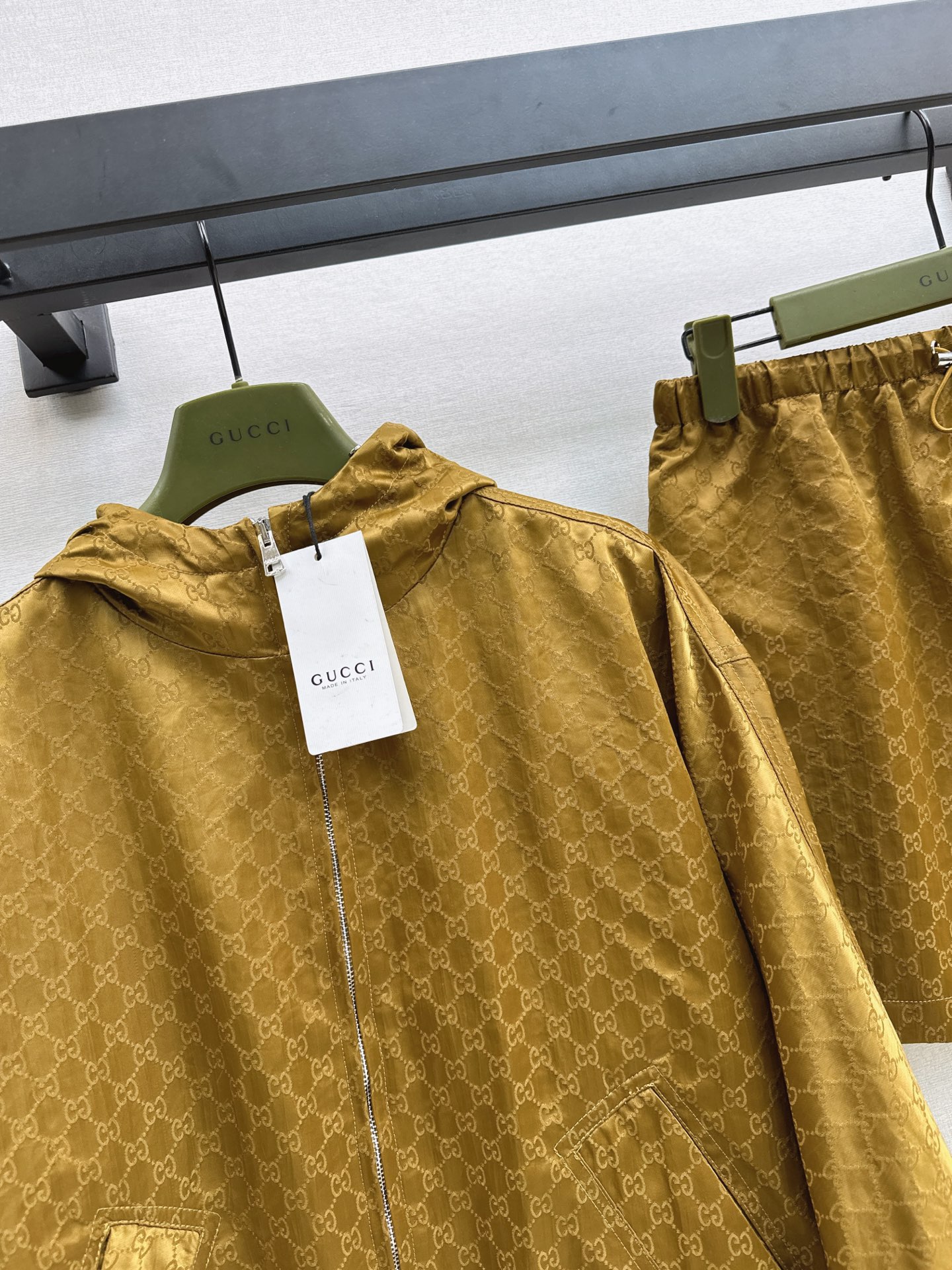 Guc 26fw jacquard hooded jacket skirt sets