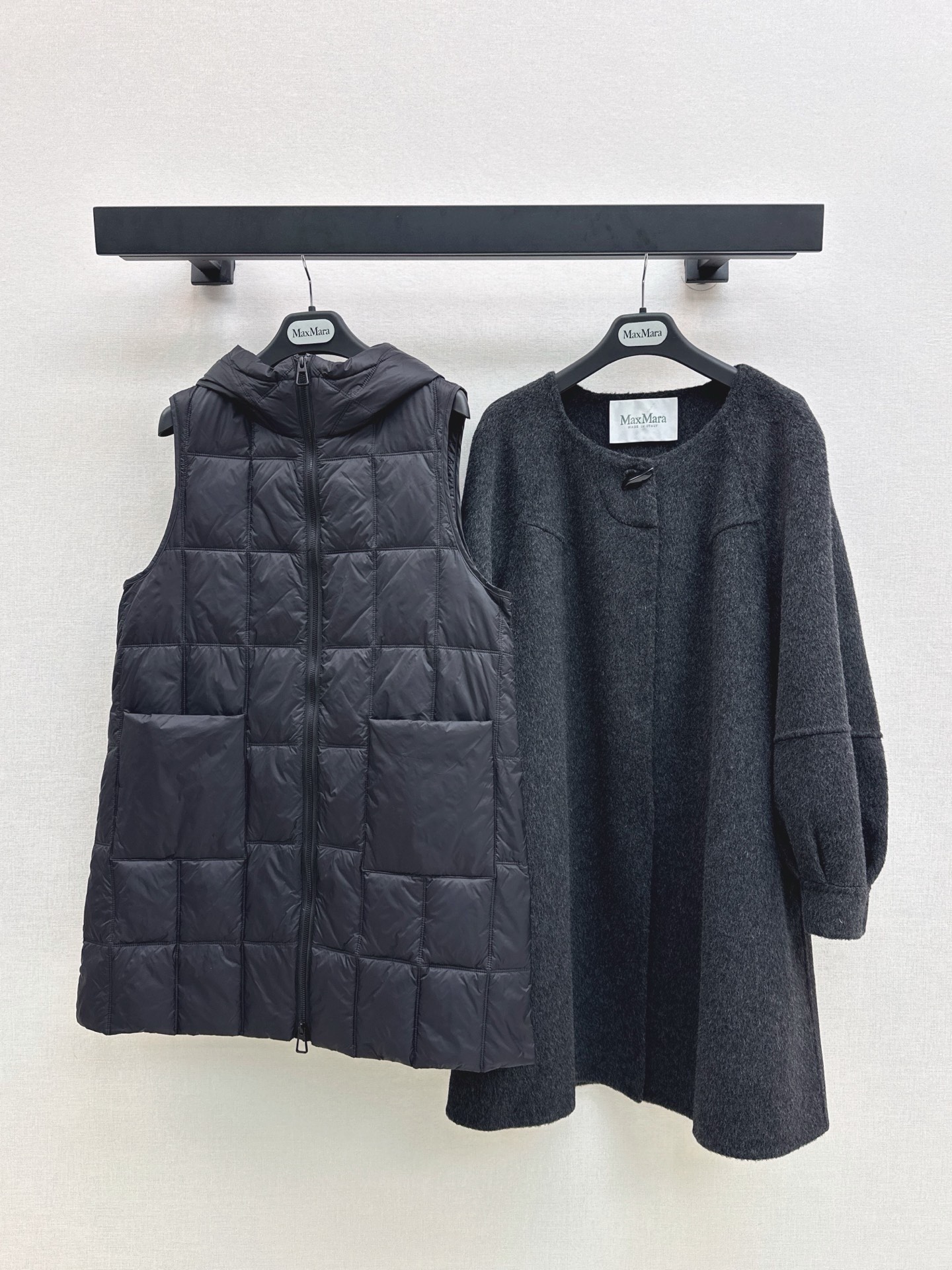 Max 26fw hooded down vest overcoats sets