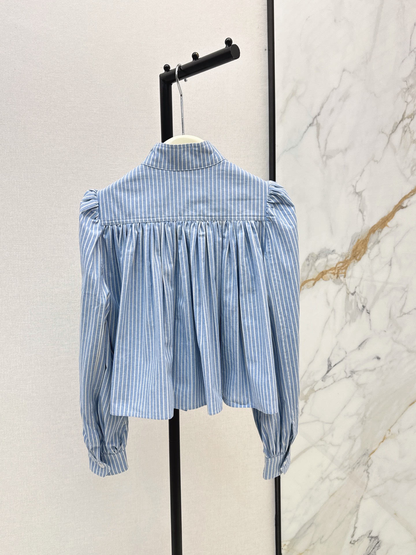 Chol 26fw stand collar stripe shirt