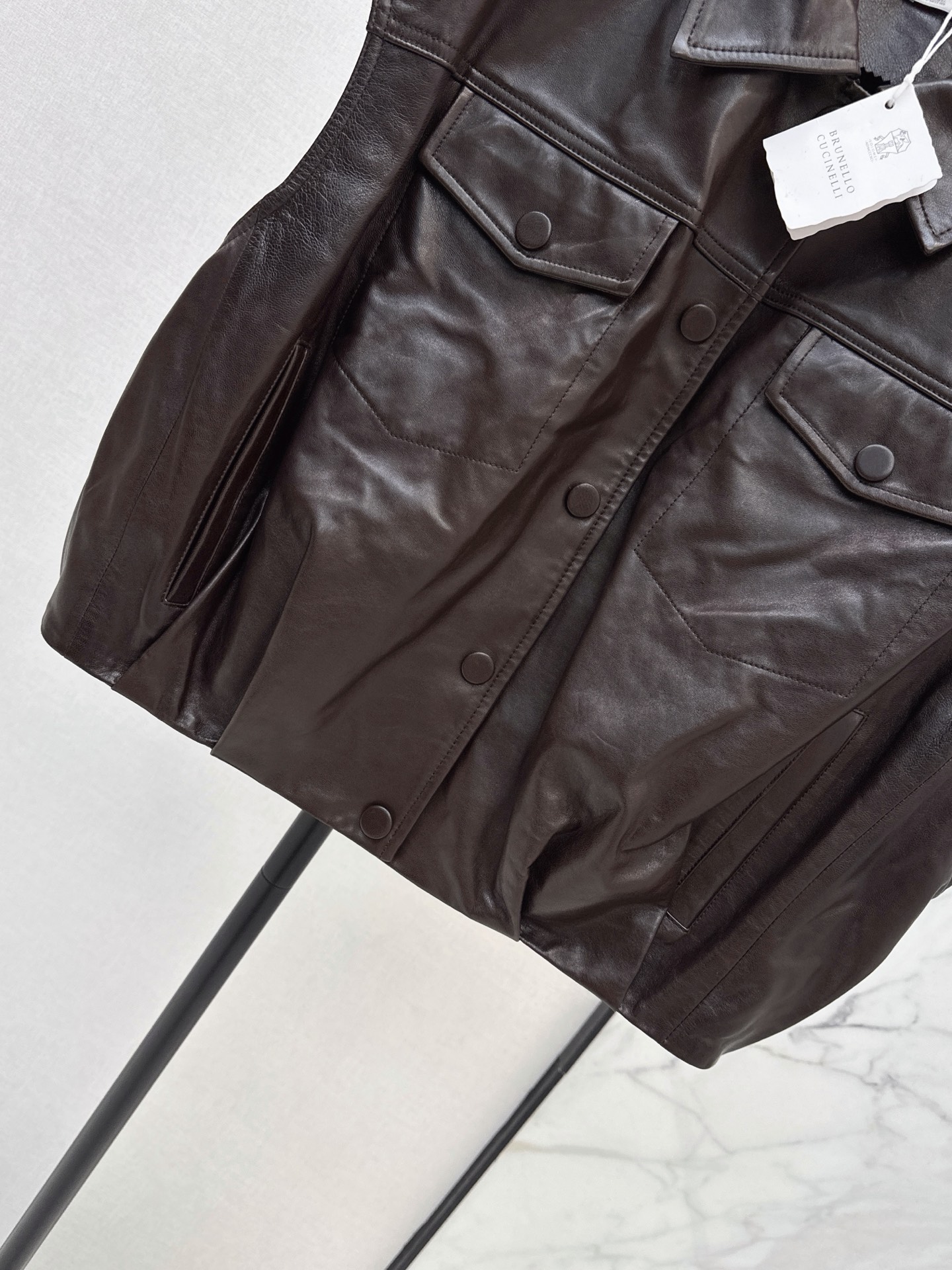 Brun 26fw leather vest jacket