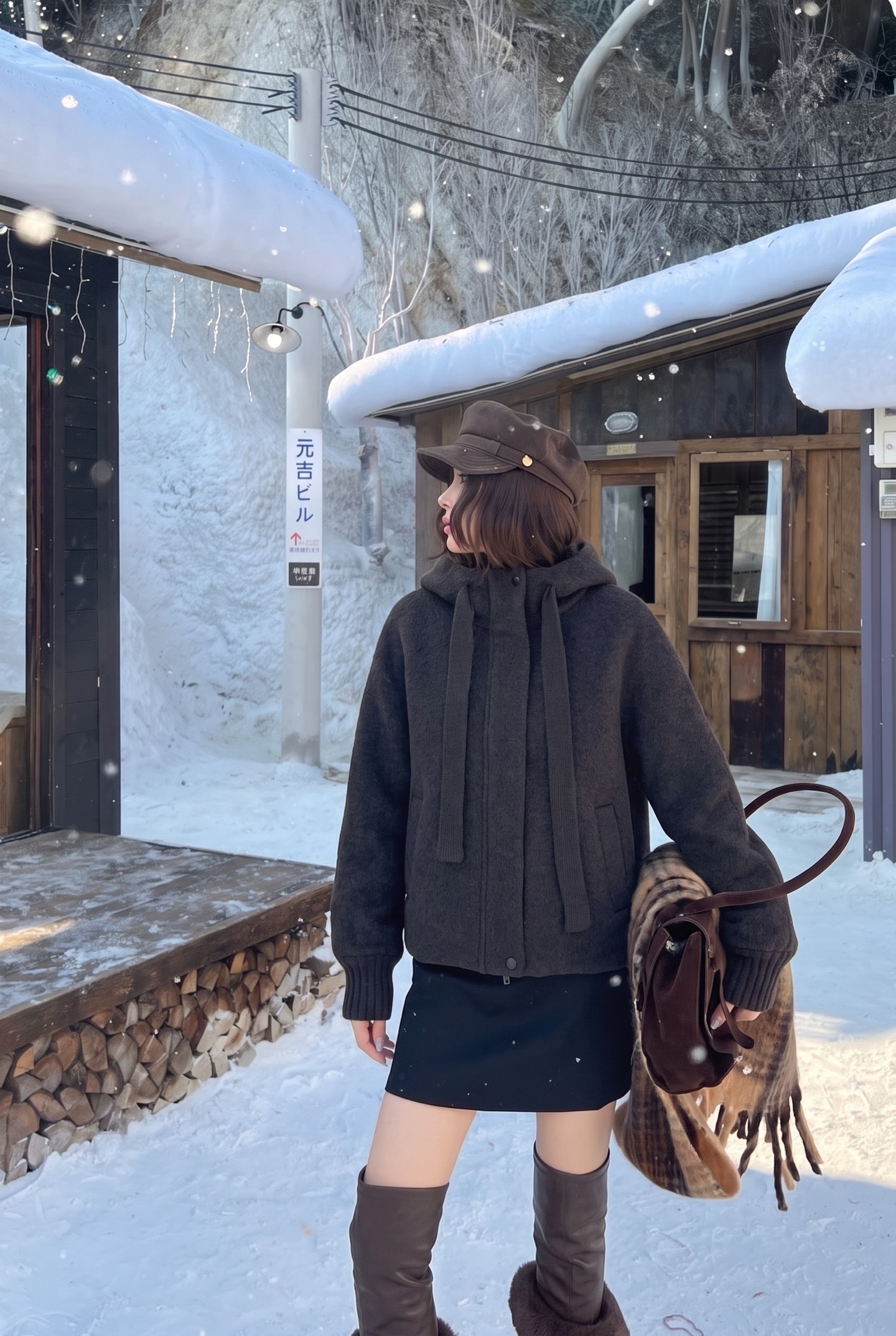 Max 26fw wool contract hooded down jacket