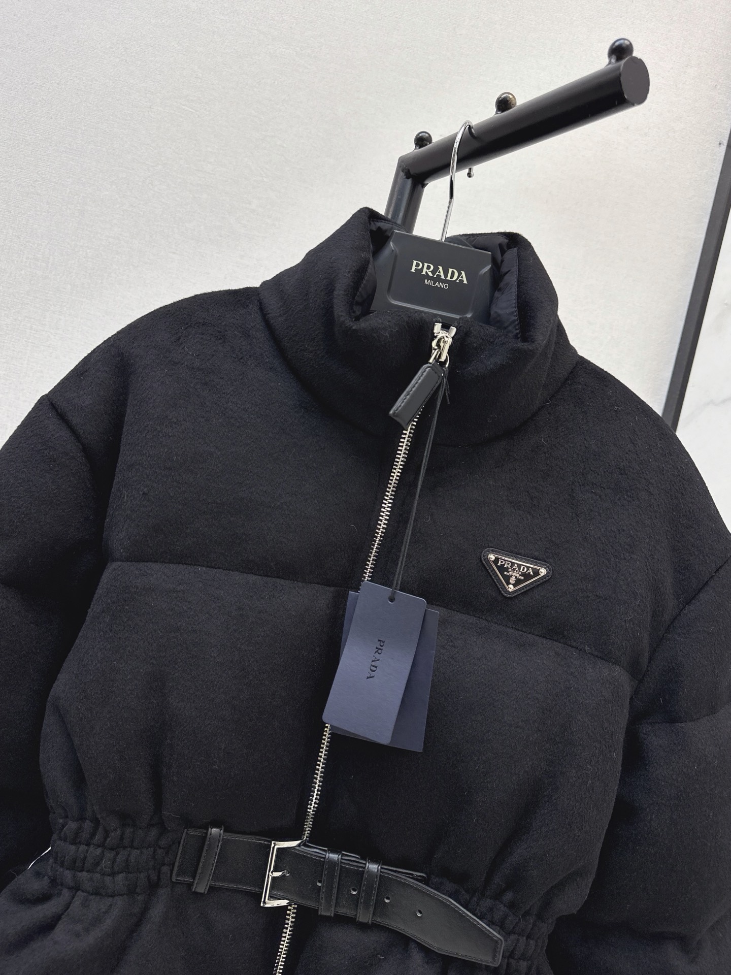 Pra 26fw belted woolen down jacket
